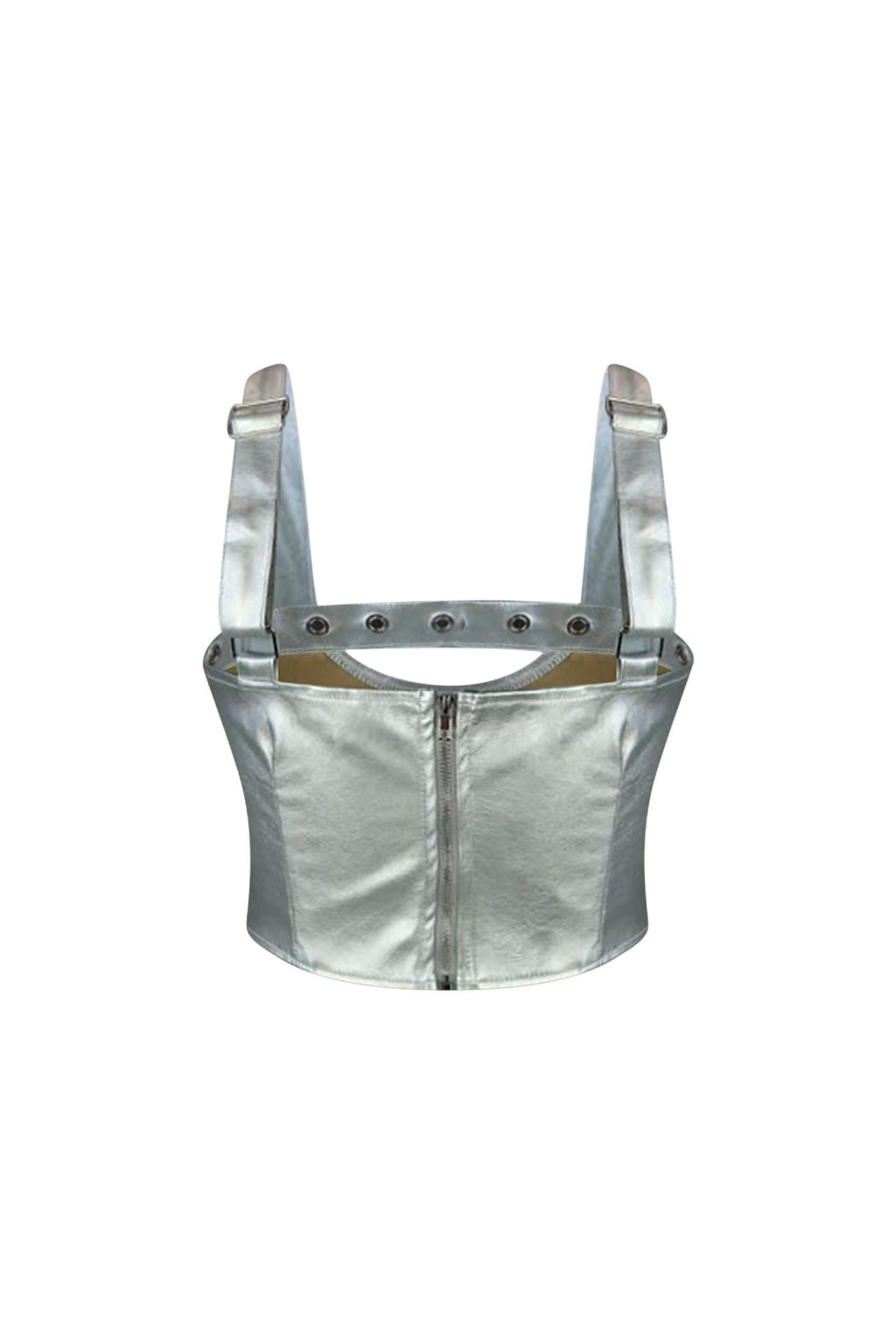 Mars Shiny PU Eyelet Crop Top