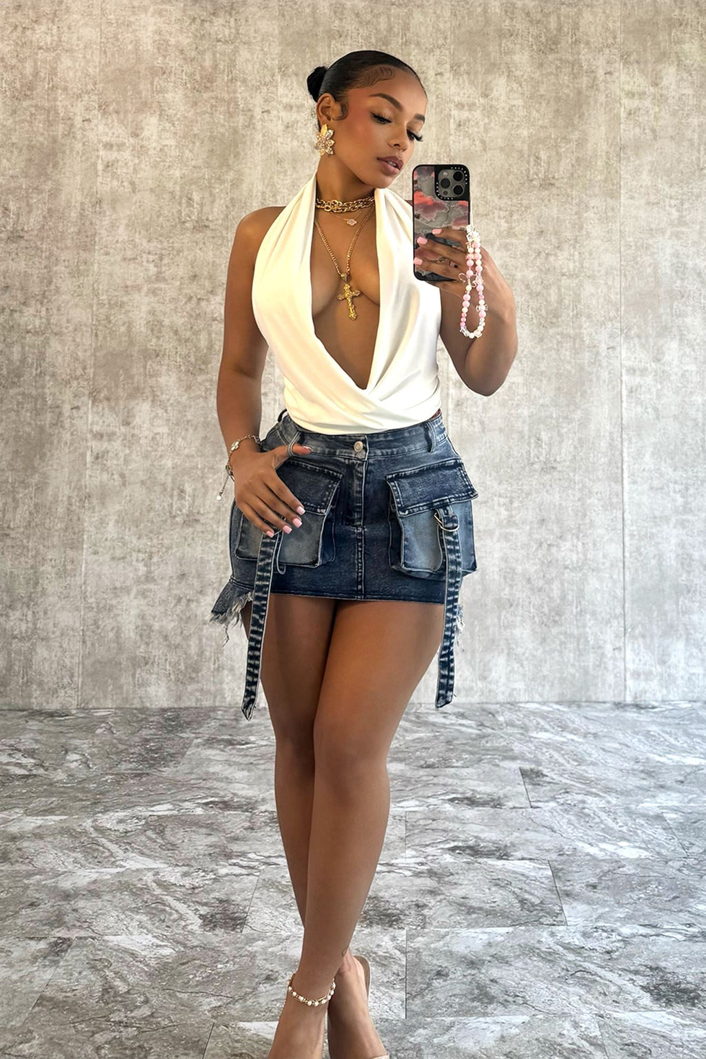 Problems Vintage Cargo Denim Skirt