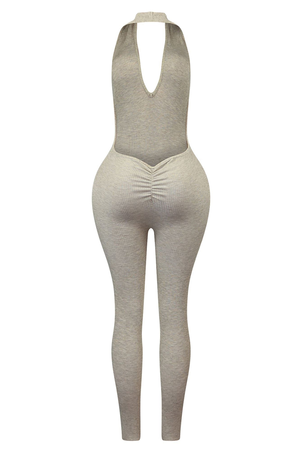 Boheme Ribbed Knit Halter Jumpsuit