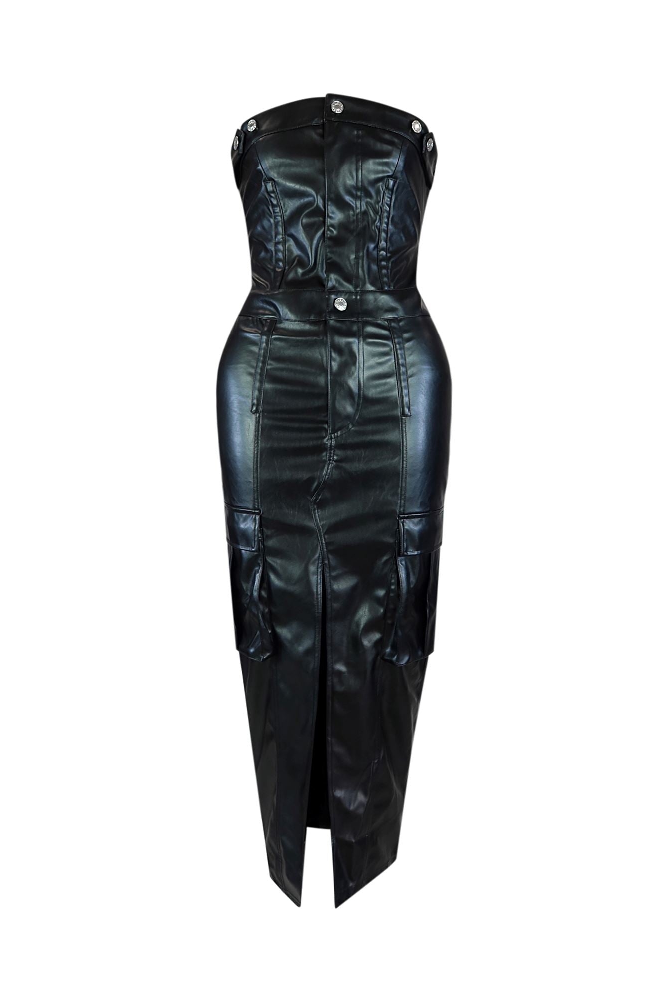 Troubled Faux Leather Tube Dress
