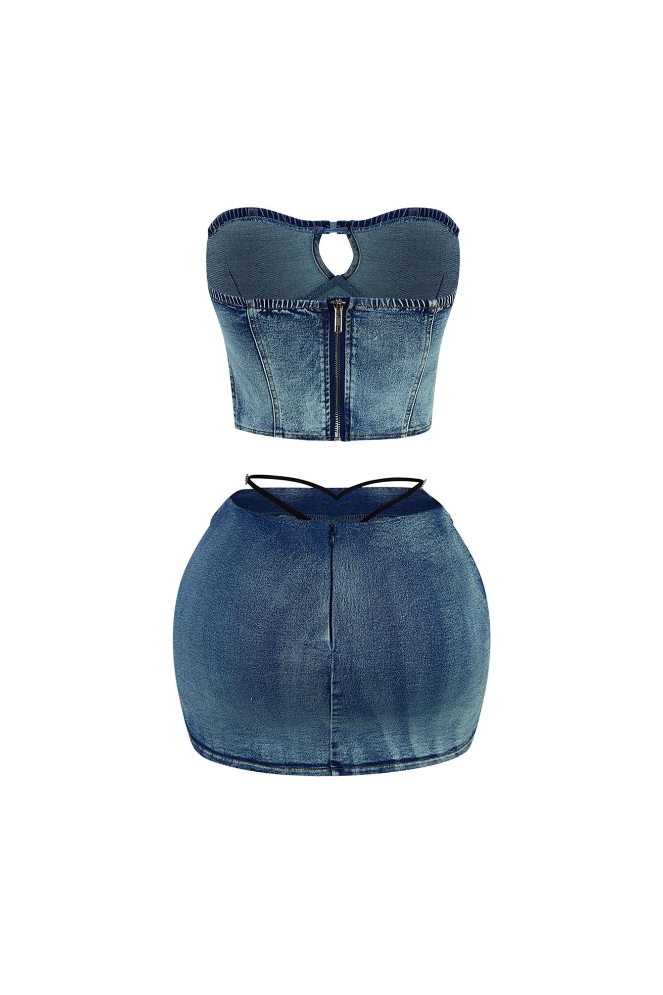 Atmosphere Washed Denim Bustier & Skirt SET