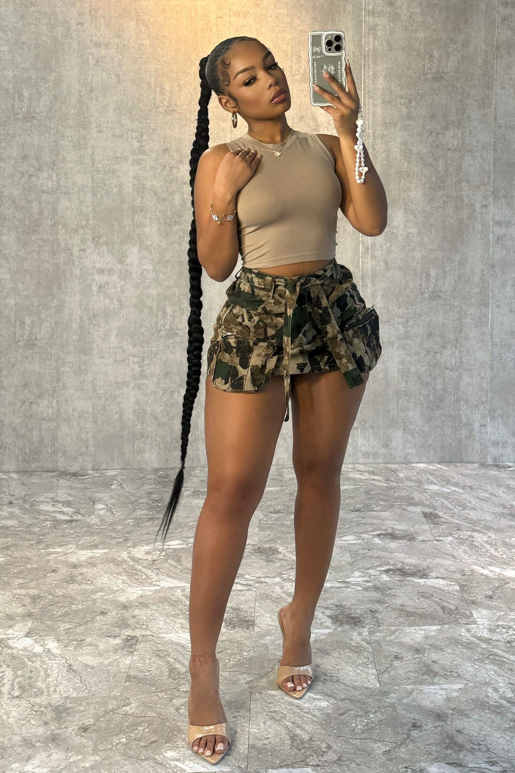 Come And Go Cargo Pocket Mini Skirt