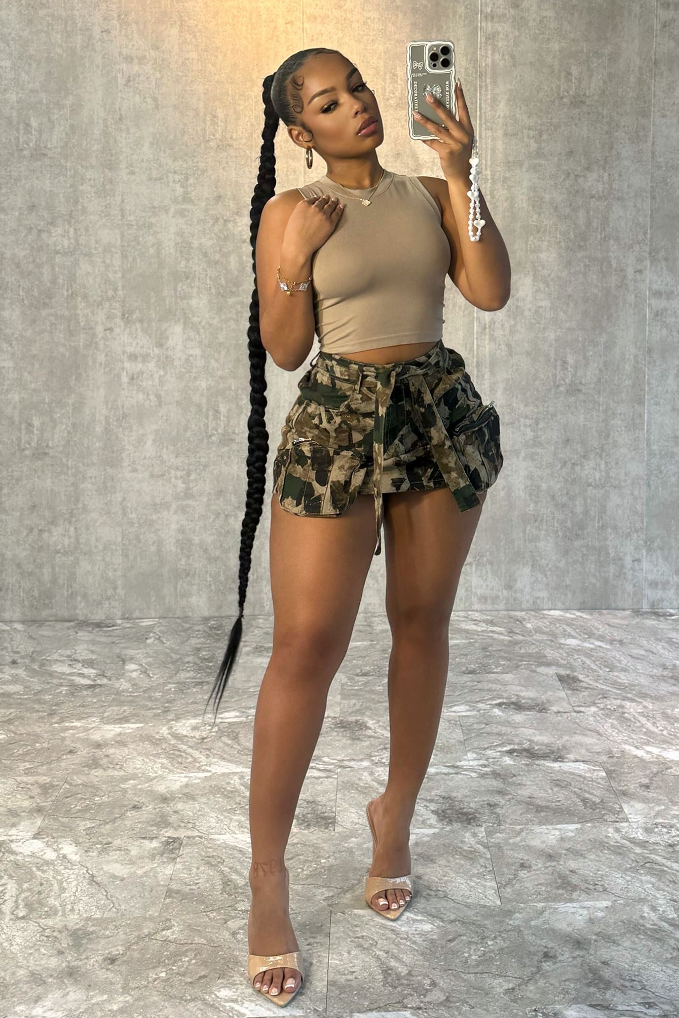 Come And Go Cargo Pocket Mini Skirt