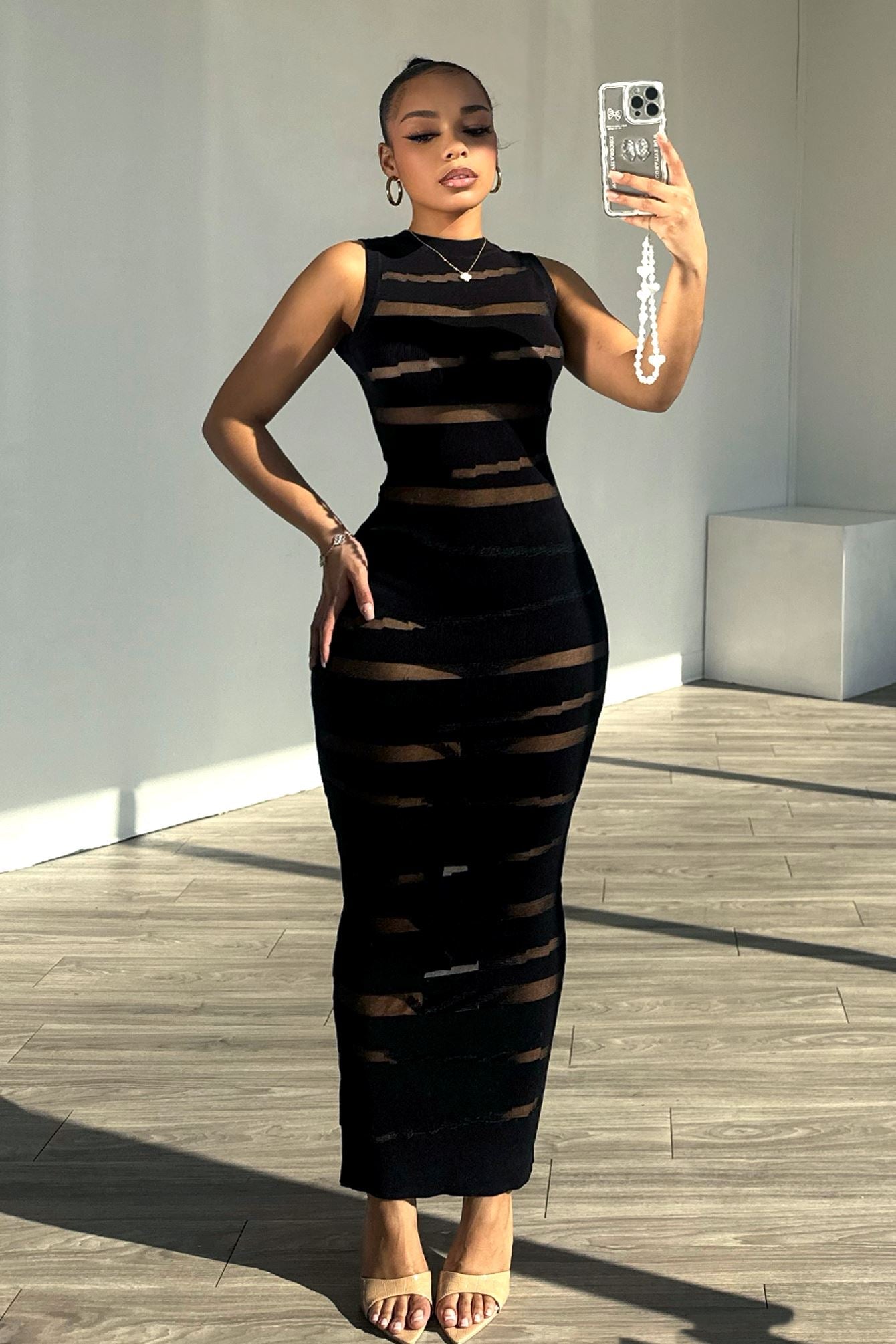 Obsidian Mesh Knit Contrast Dress