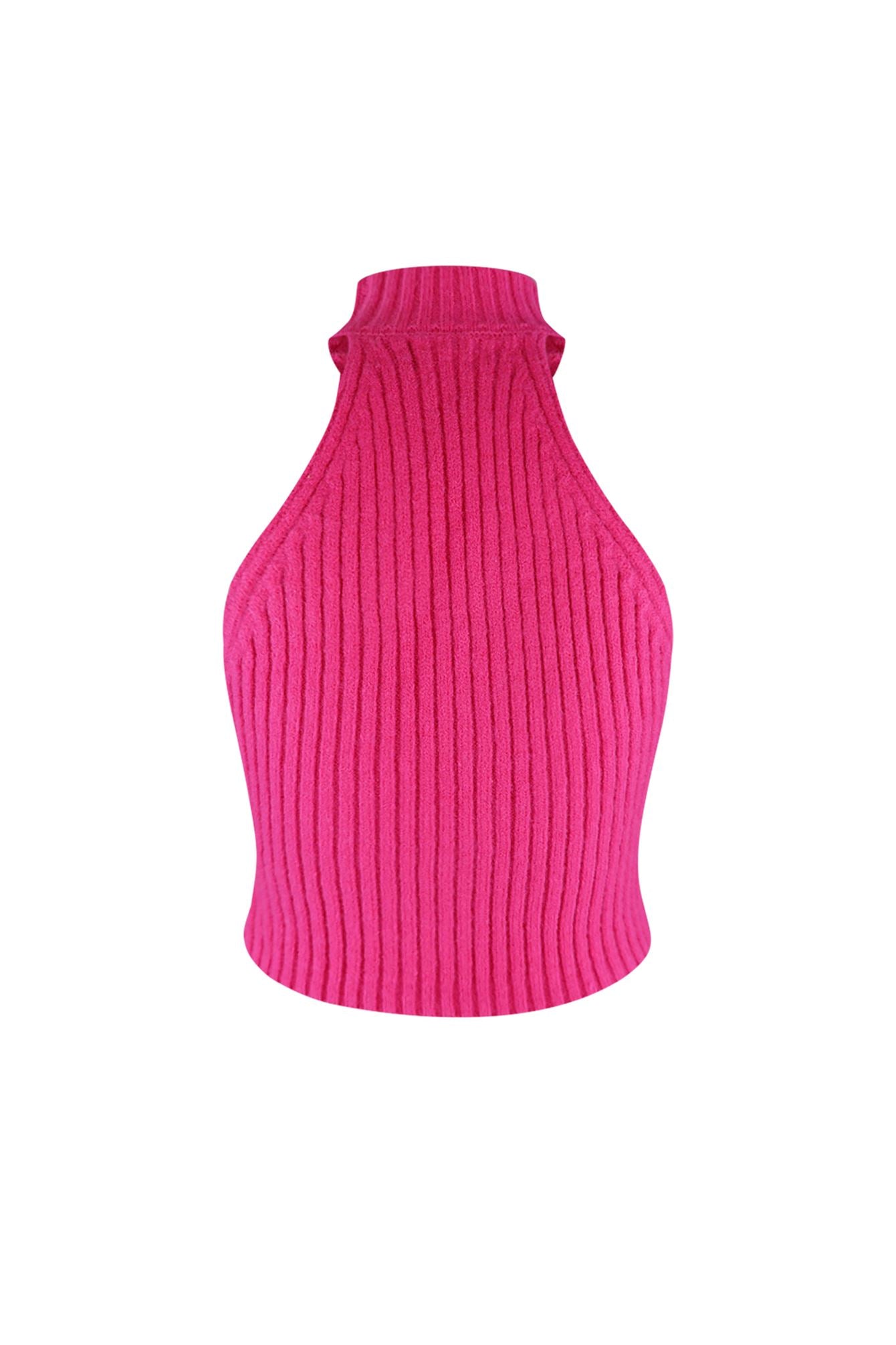 Pearlfect Halter Fuzzy Knit Top