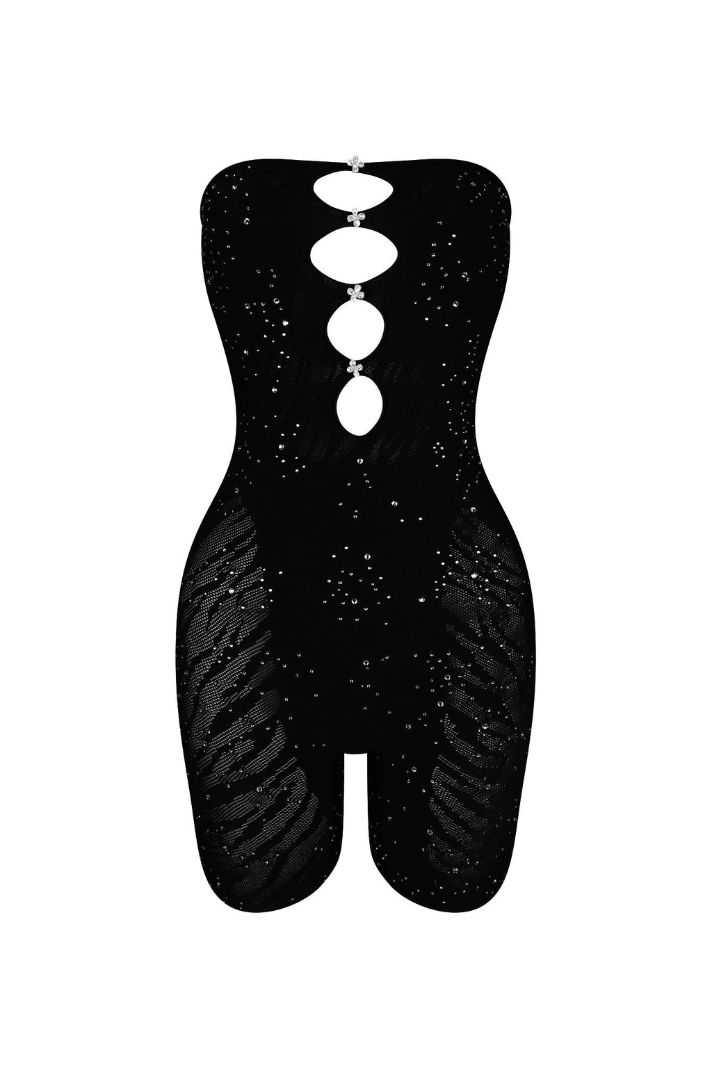 Iyla Hallow Out Tube Rhinestone Romper