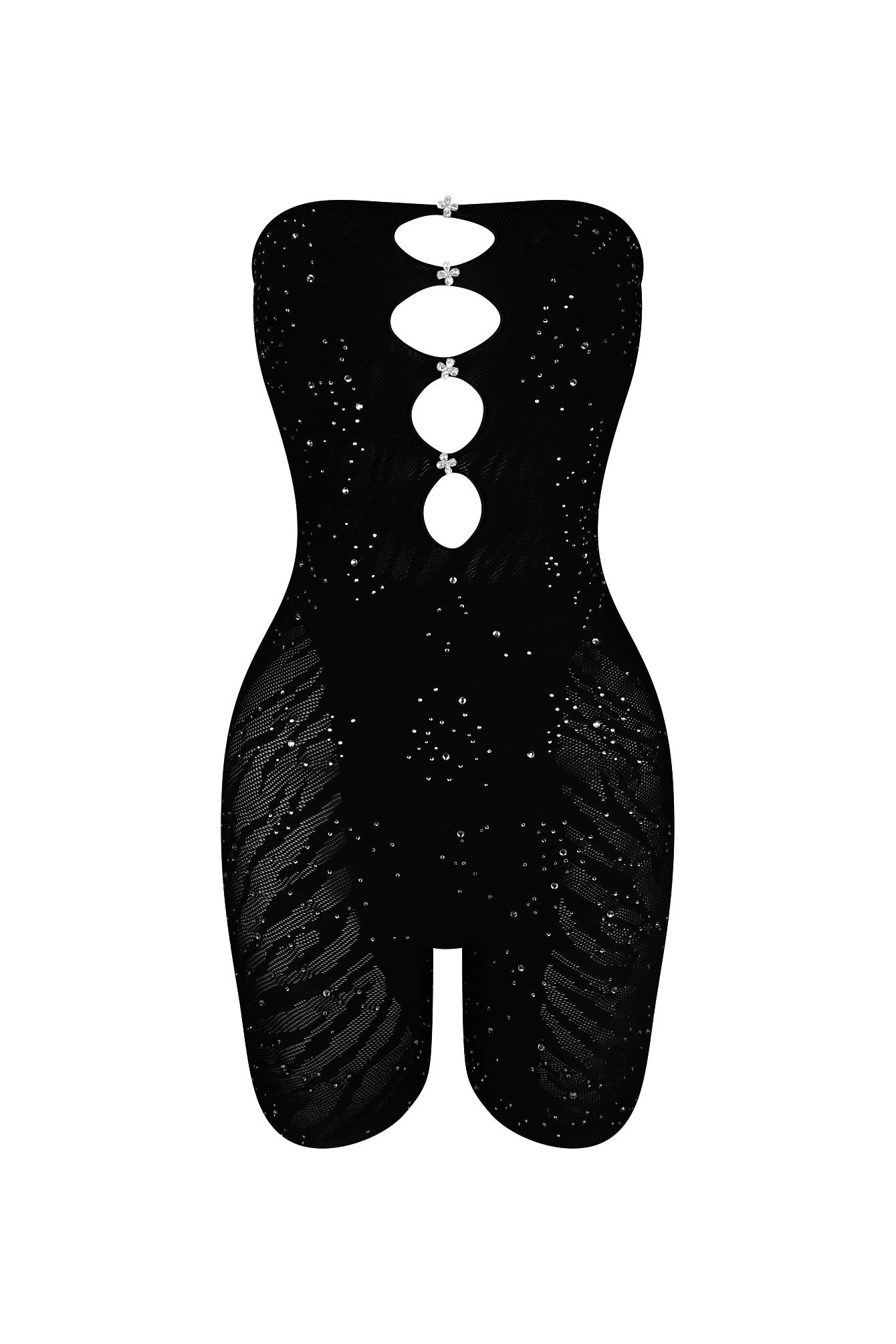 Iyla Hallow Out Tube Rhinestone Romper