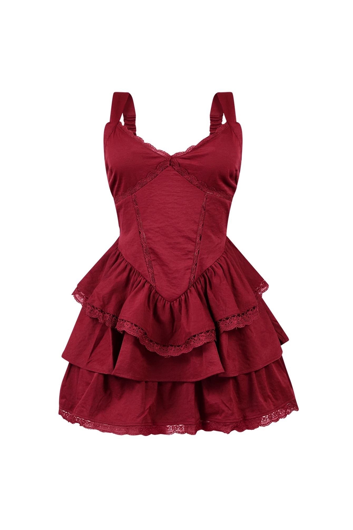 Lucky You Lace Trim Layered Mini Dress
