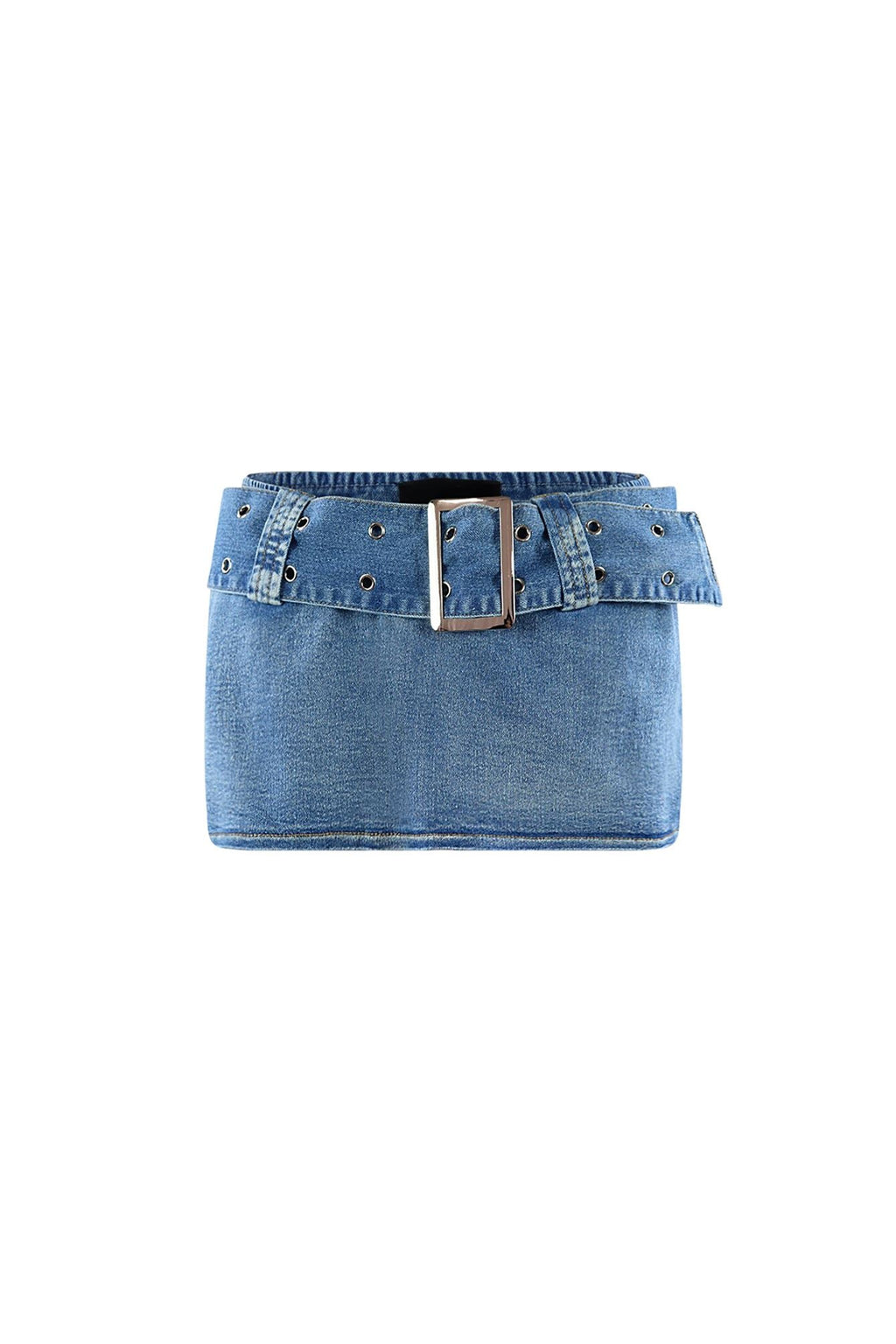 Begin Again Denim Belted Micro Skirt