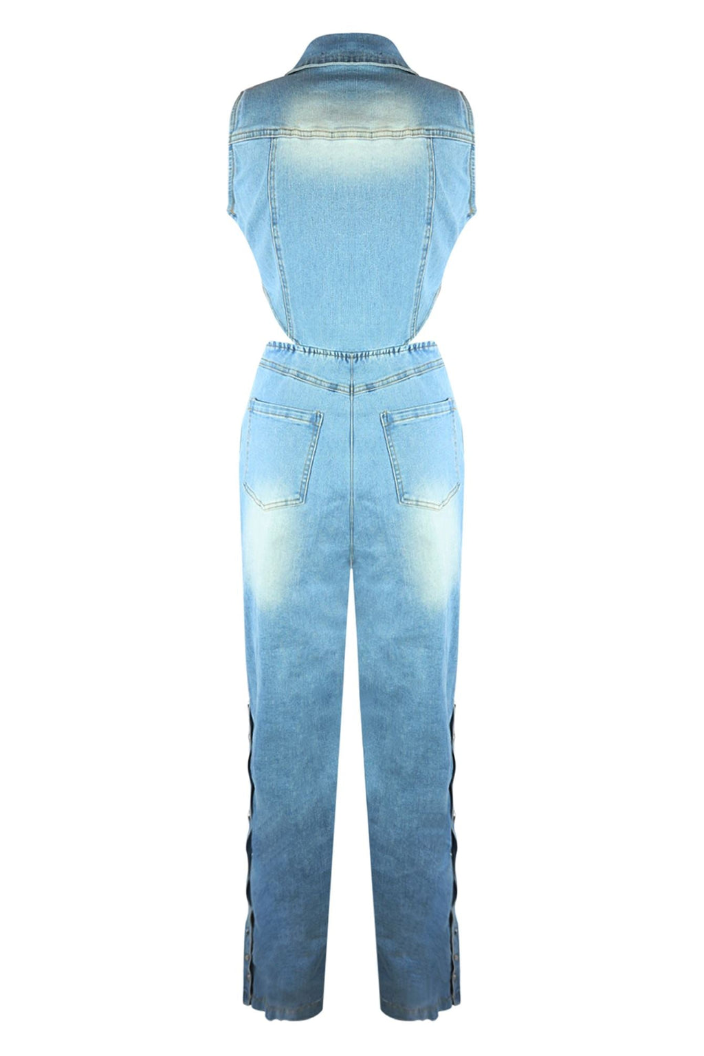 Snap It Out Wide Leg Denim Jumpsuit