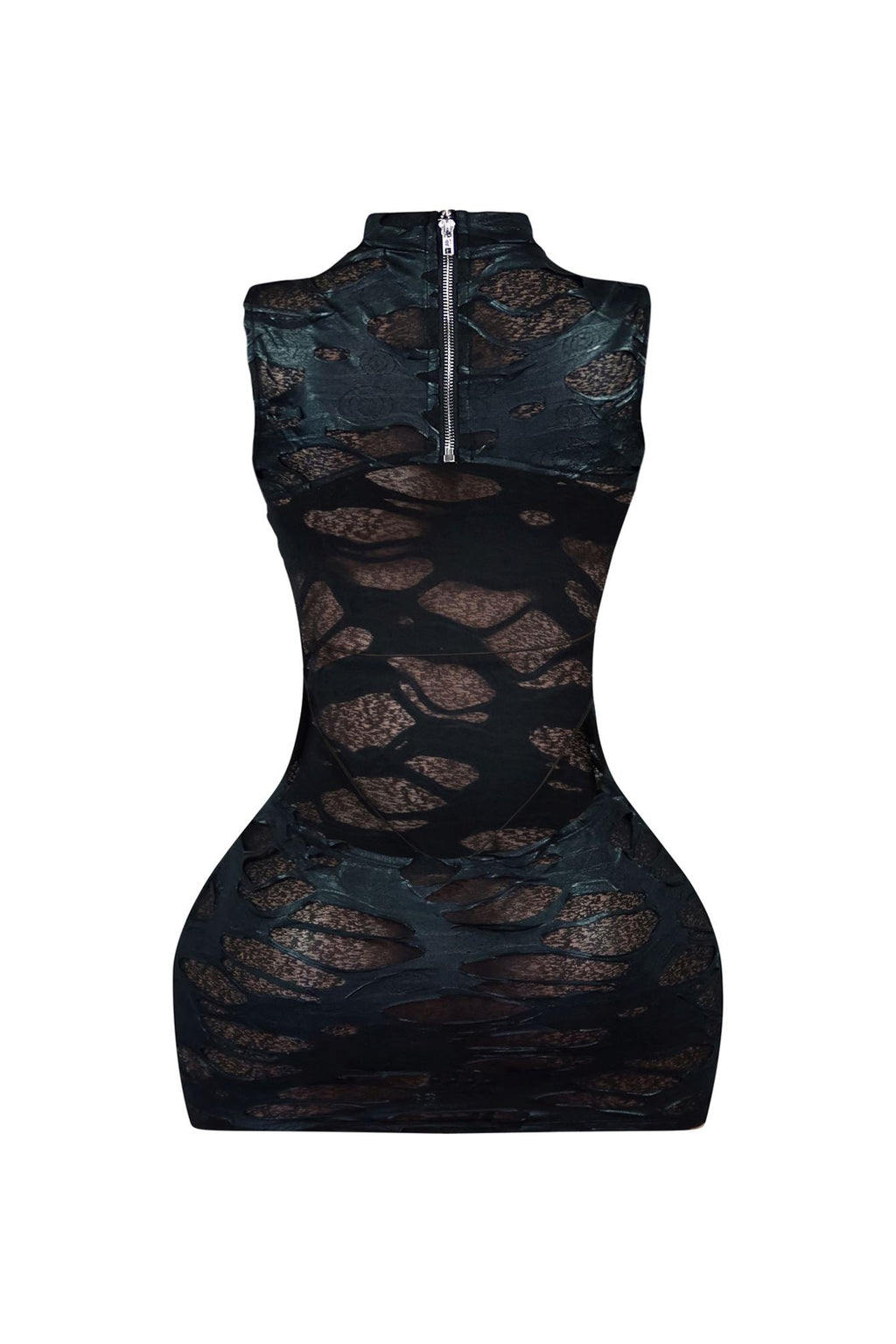 Be Kind Mesh Mock Neck Textured Mini Dress