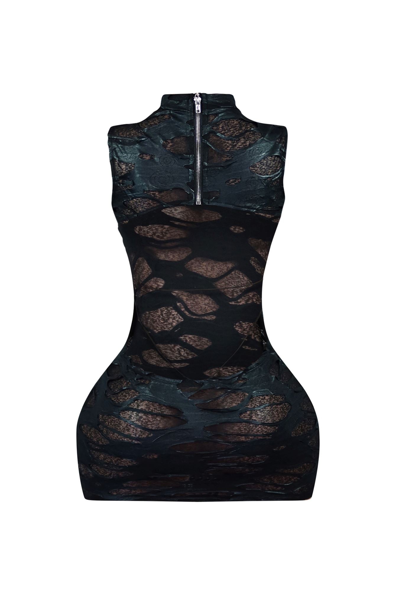 Be Kind Mesh Mock Neck Textured Mini Dress