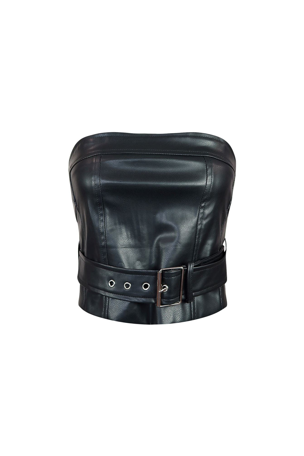 Only My Way Belted Tube PU Top