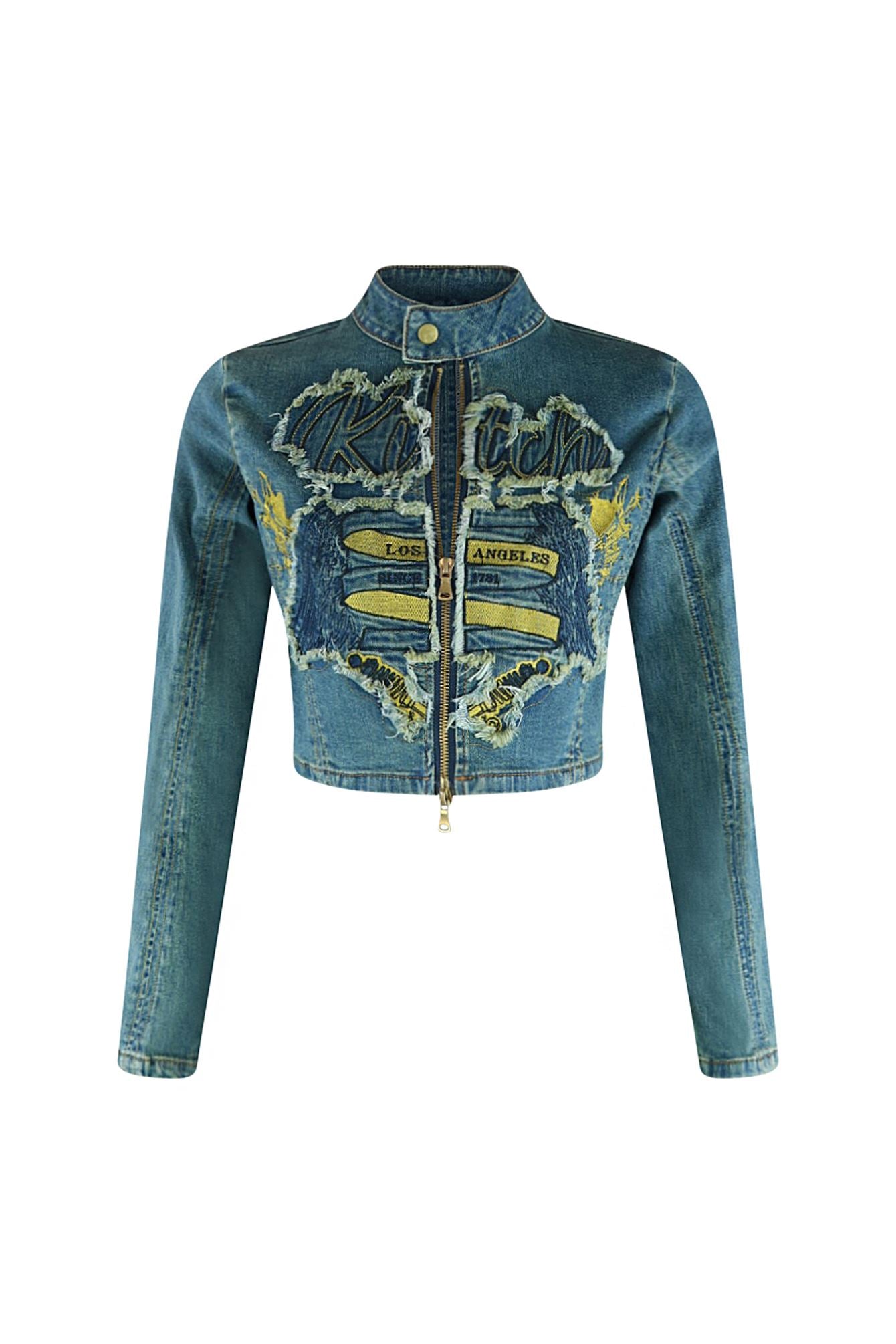 Lover Girl Denim Washed Graphic Jacket