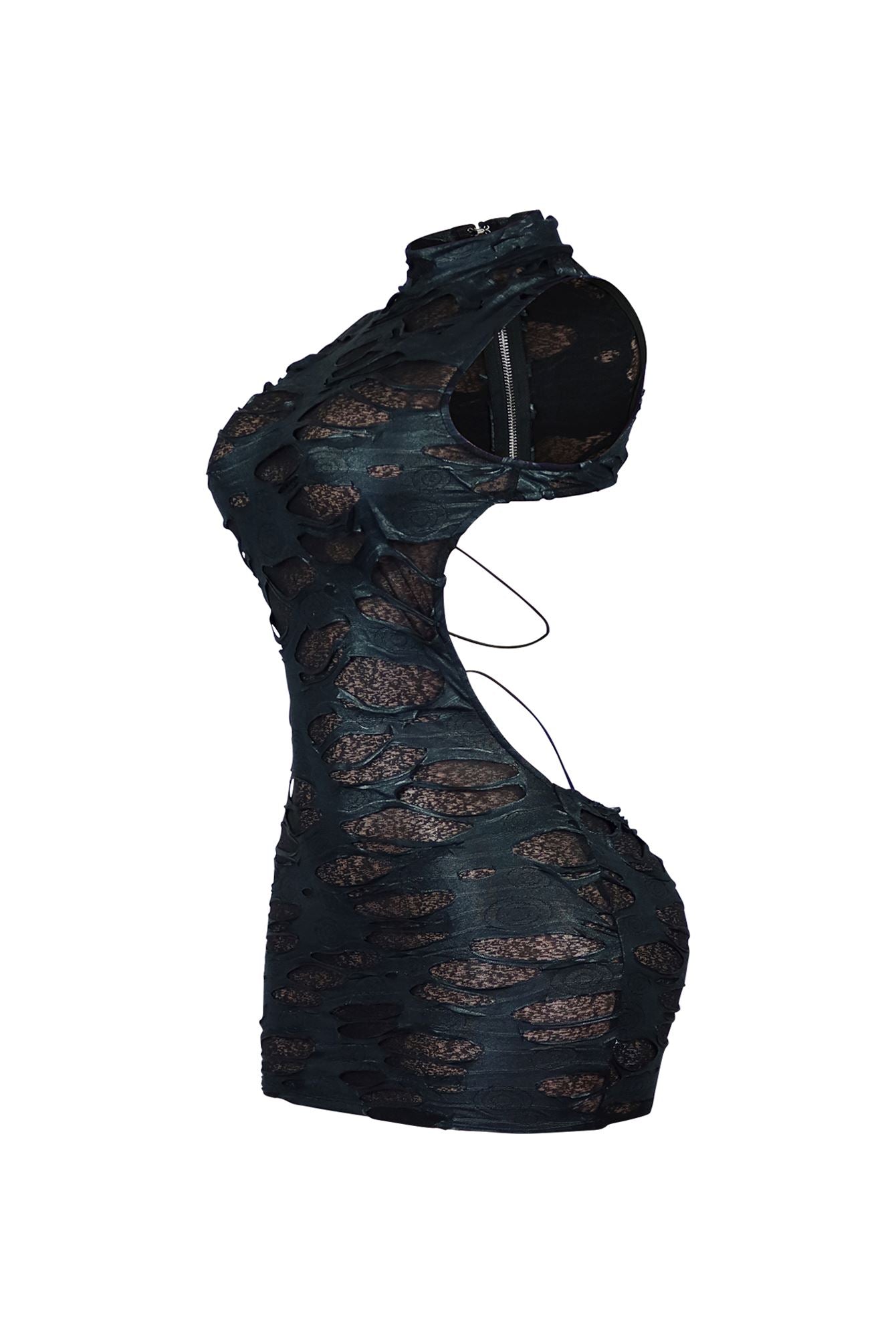 Be Kind Mesh Mock Neck Textured Mini Dress