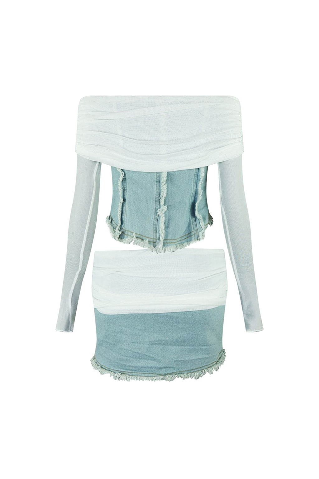 Keep You Close Mesh Denim Top & Skirt SET