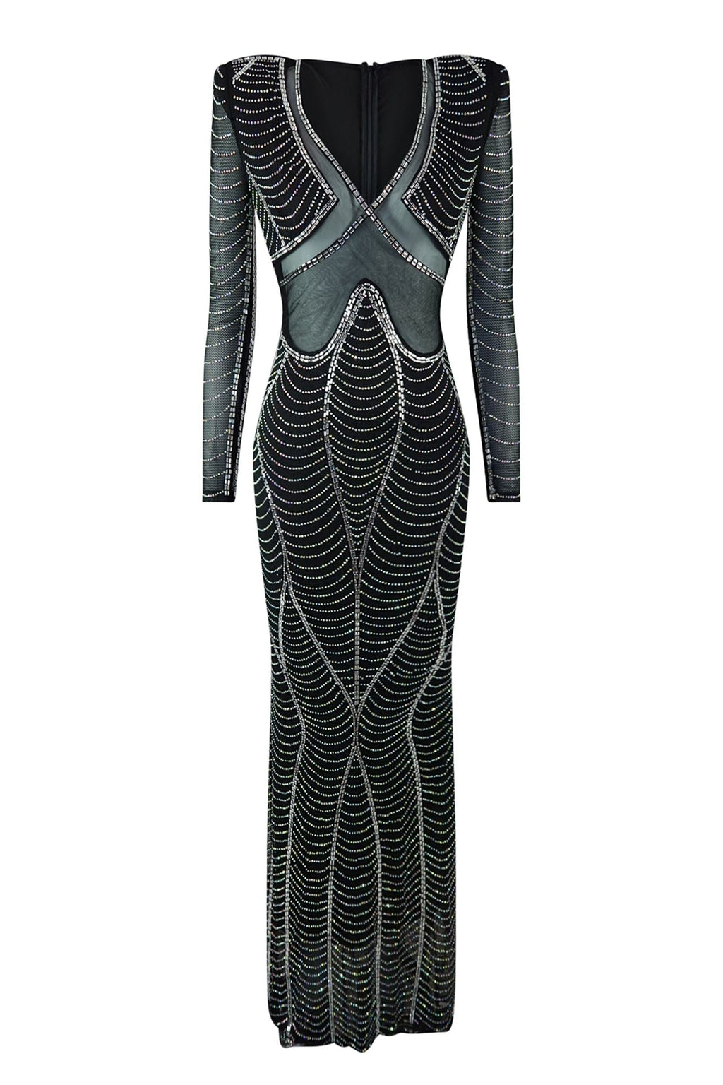 Drinks On Me Rhinestone Mesh Maxi Dress