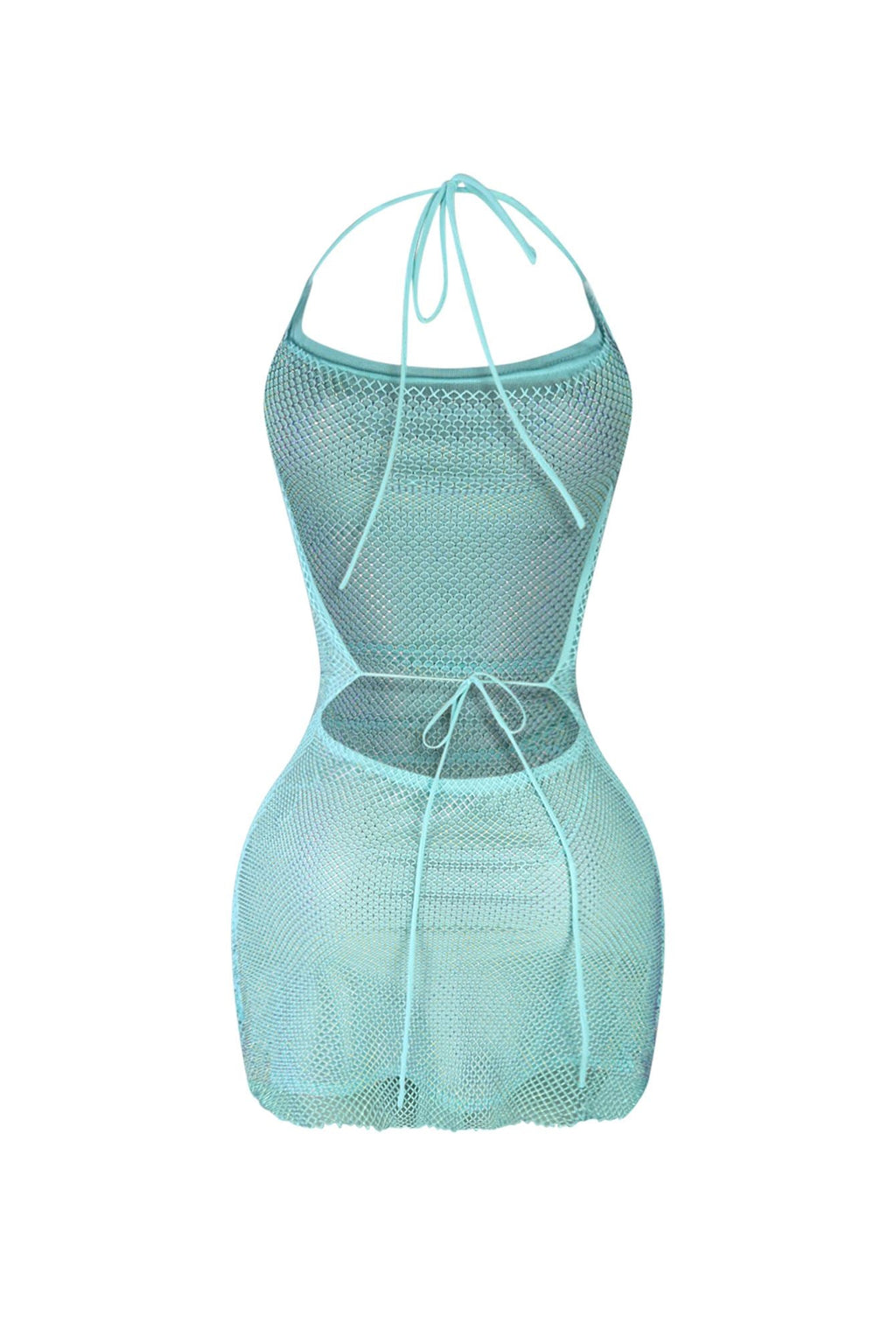 All Nighter Rhinestone Fishnet Halter Dress