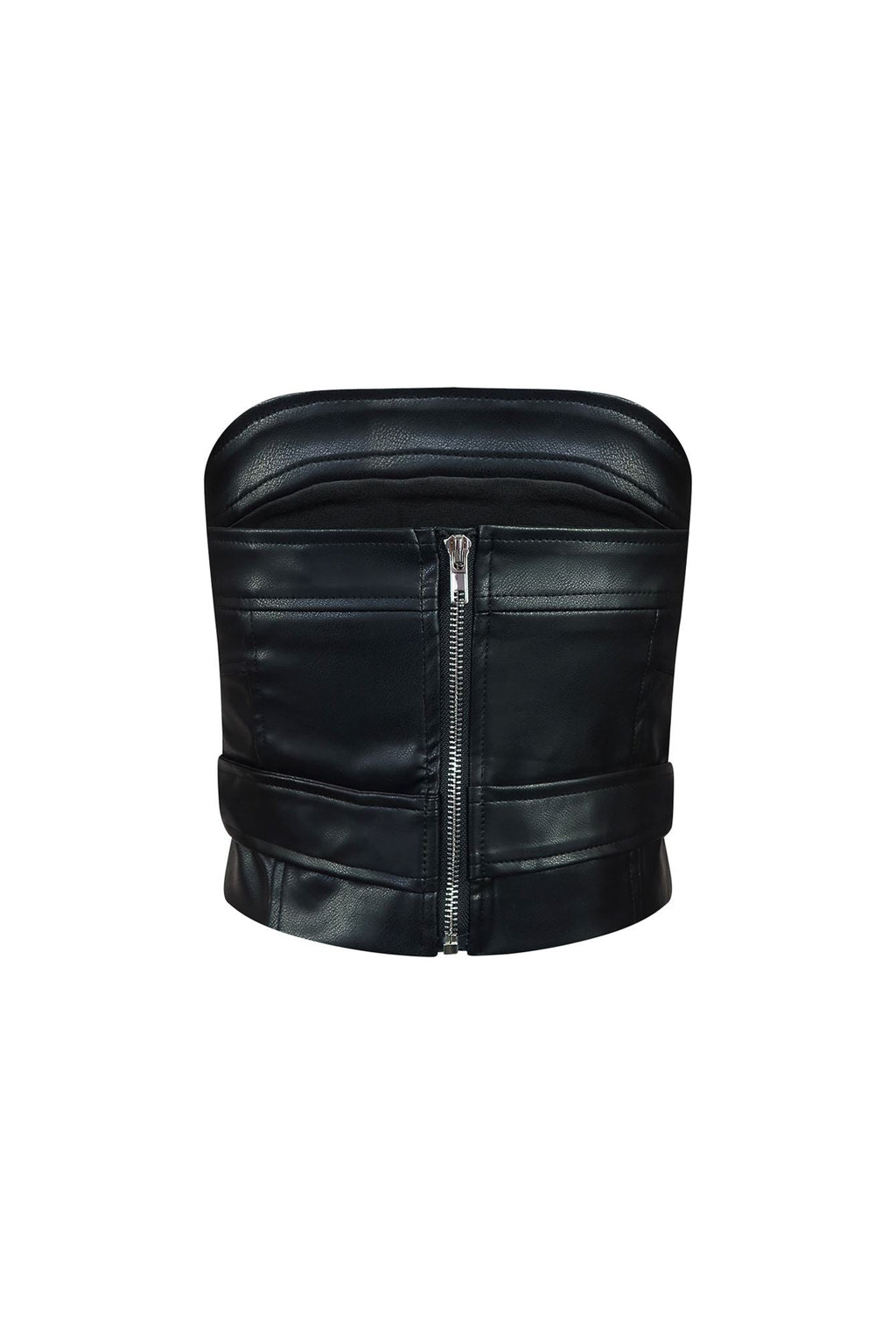 Only My Way Belted Tube PU Top