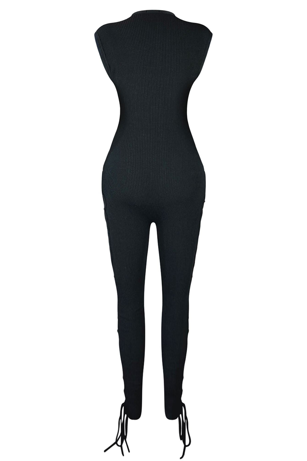 Open Up Side Lace Up Knit Jumpsuit