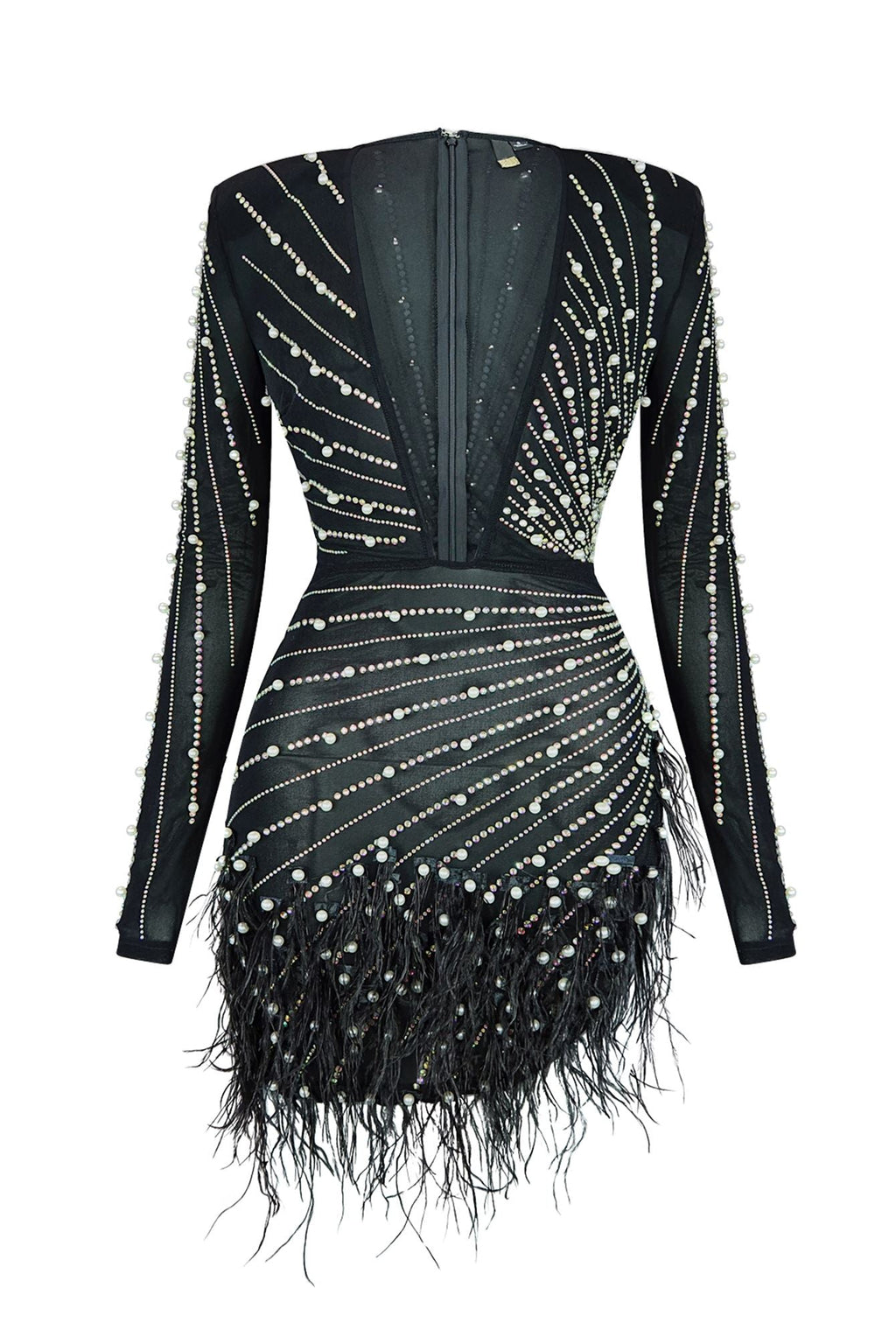 Rewrite The Stars Stone & Feather Mesh Dress