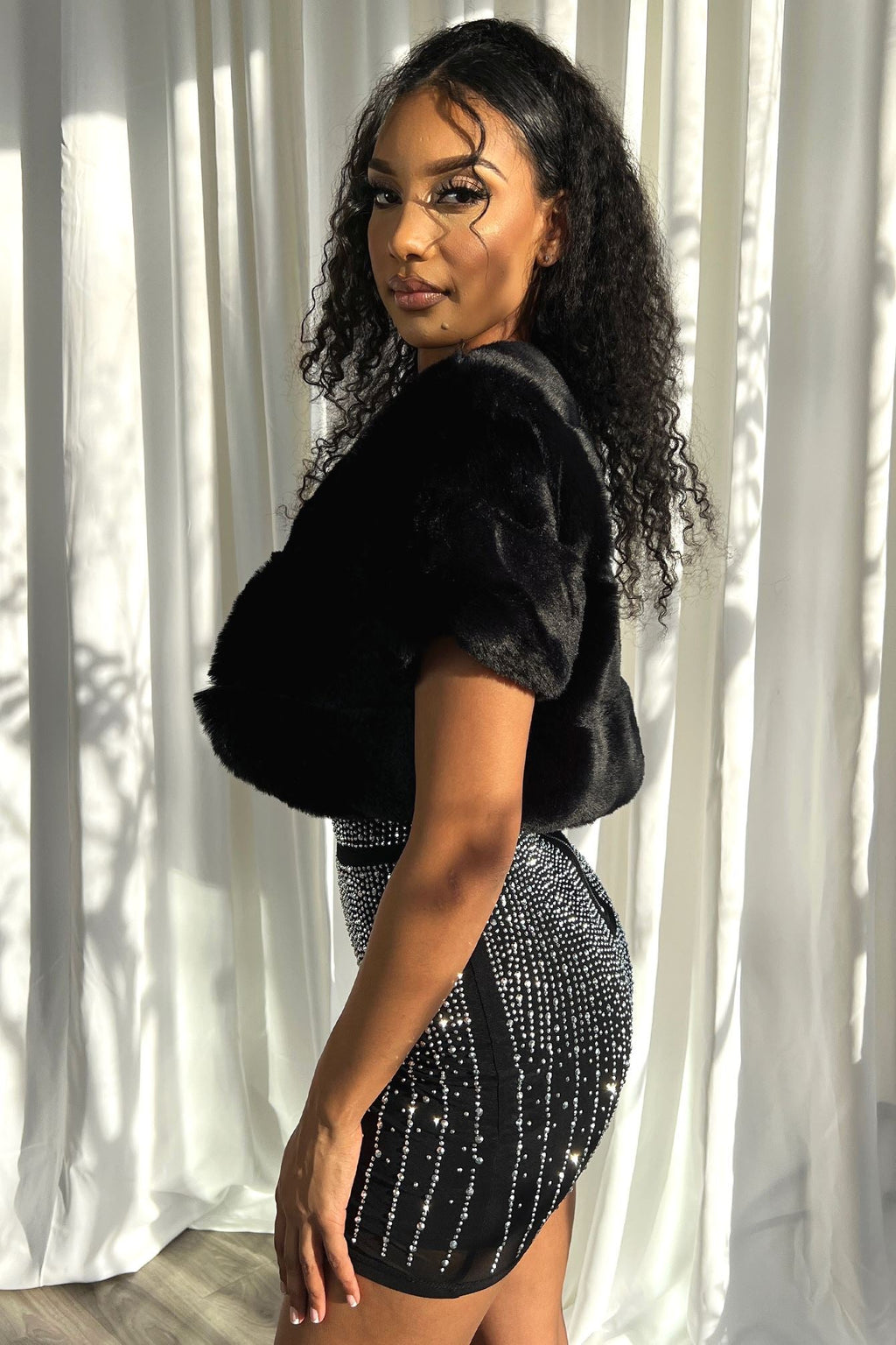 Lavish Faux Fur Cropped Cover Up