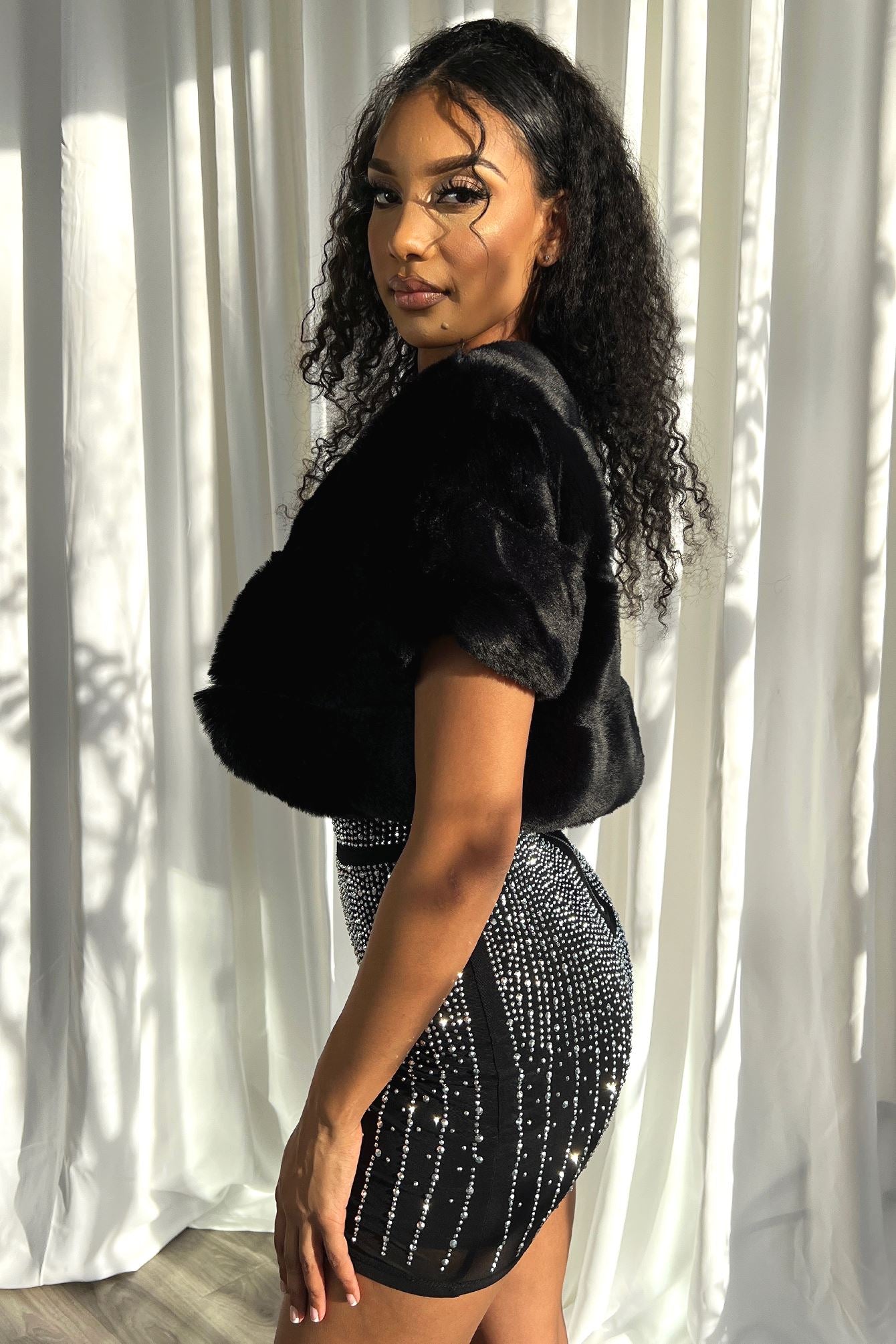 Lavish Faux Fur Cropped Cover Up