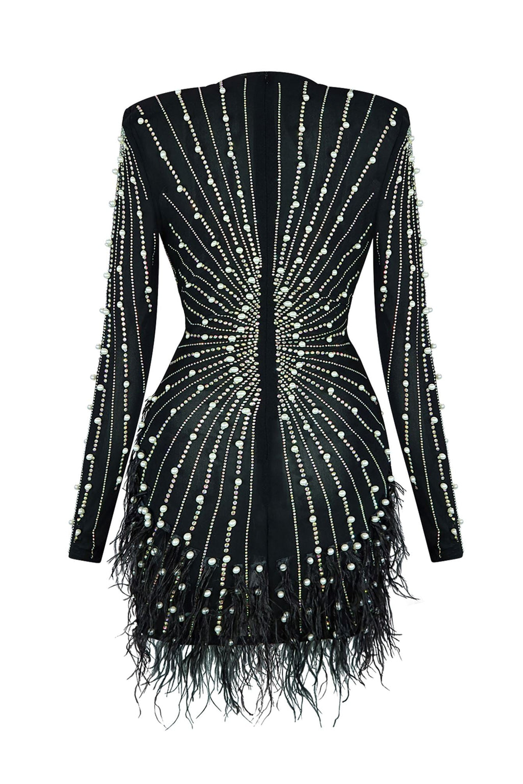 Rewrite The Stars Stone & Feather Mesh Dress