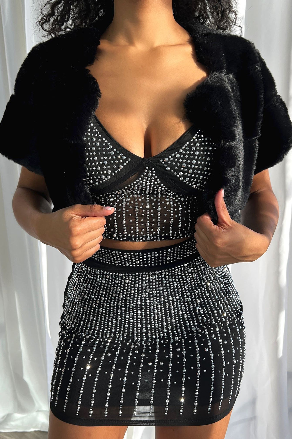 Lavish Faux Fur Cropped Cover Up