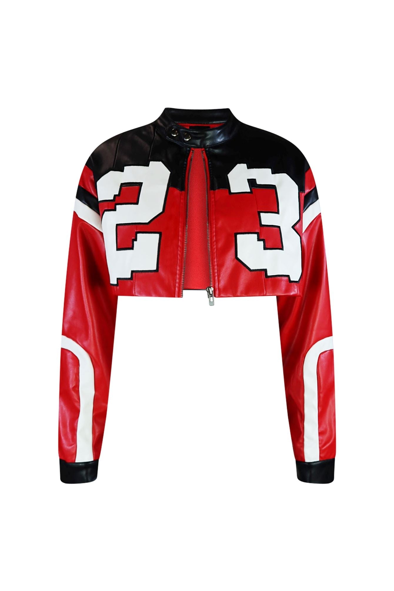 Jordan Cropped Faux Leather Motor Jacket