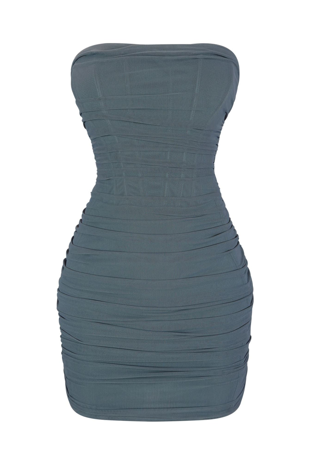 Not Too Late Mesh Ruched Mini Bustier Dress