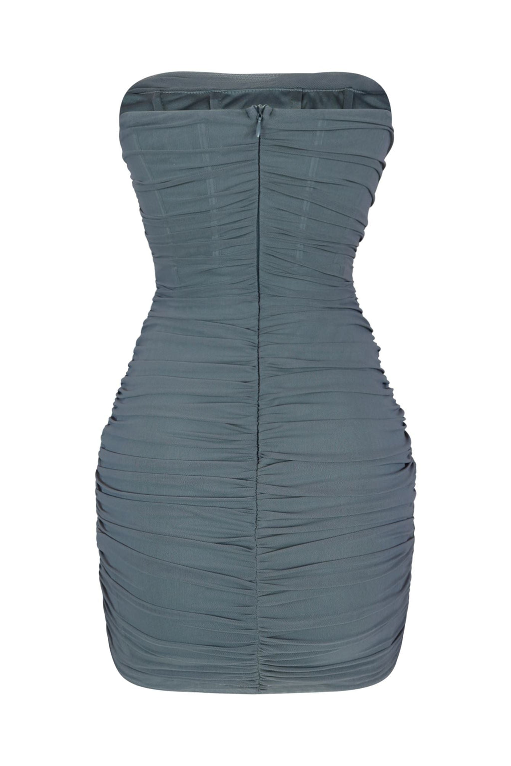 Not Too Late Mesh Ruched Mini Bustier Dress