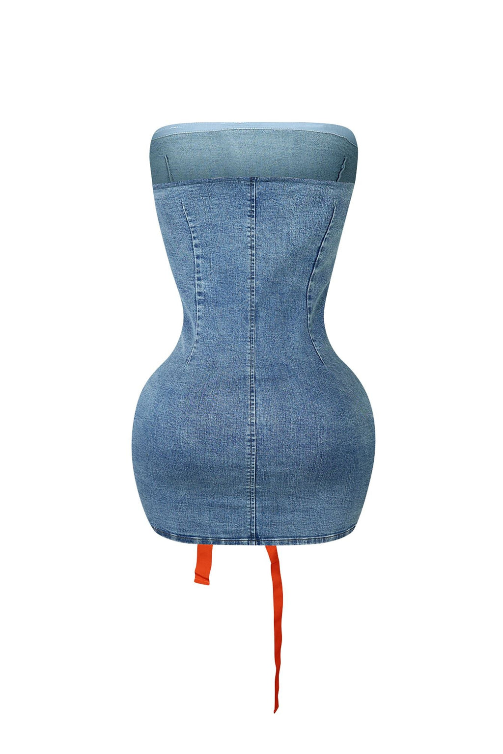 U Go Girl Color Block Denim Strapless Dress