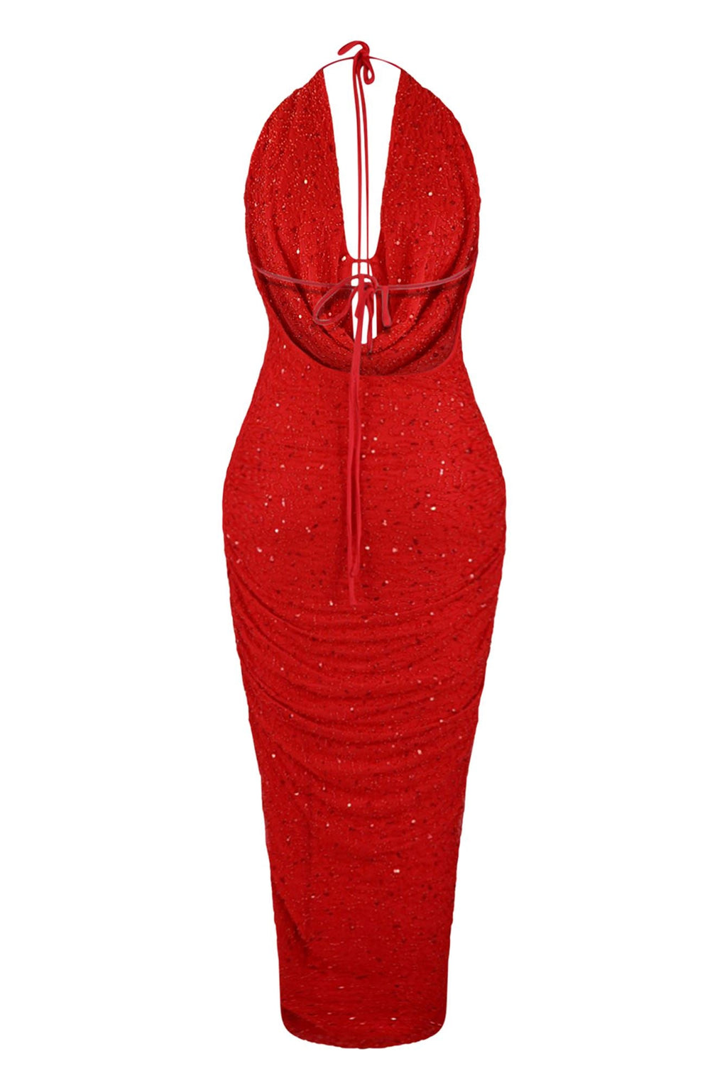 Viva Rhinestone Beaded Halter Maxi Dress