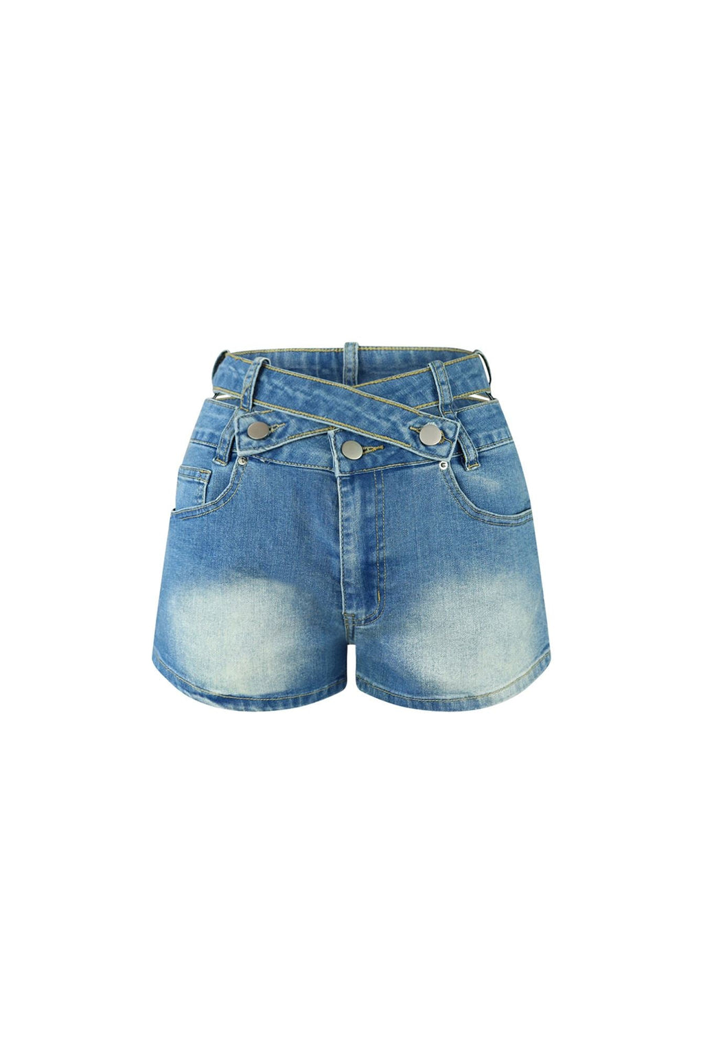 Keep Me Crossed Waist Denim Shorts