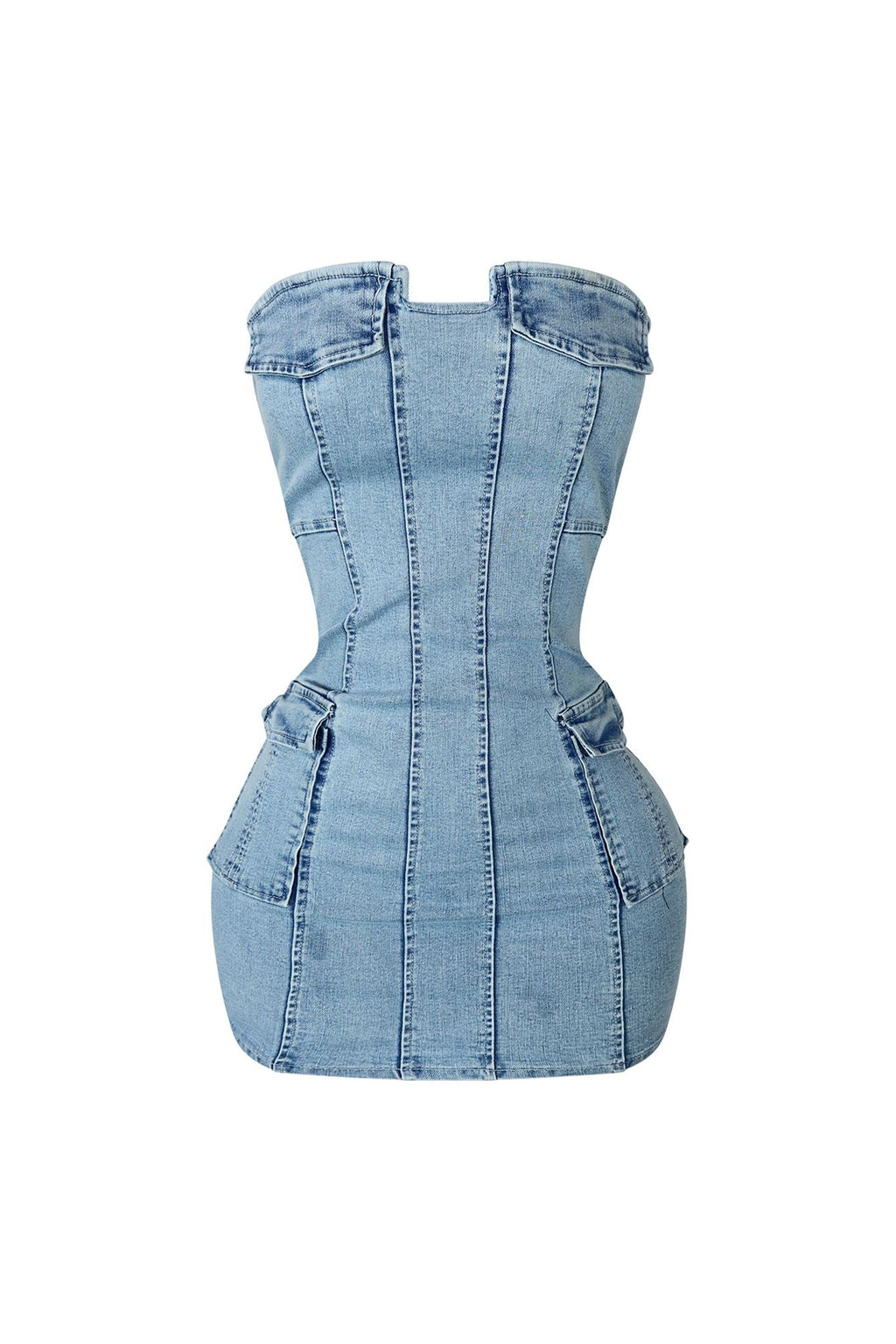 Sia Washed Denim Strapless Dress