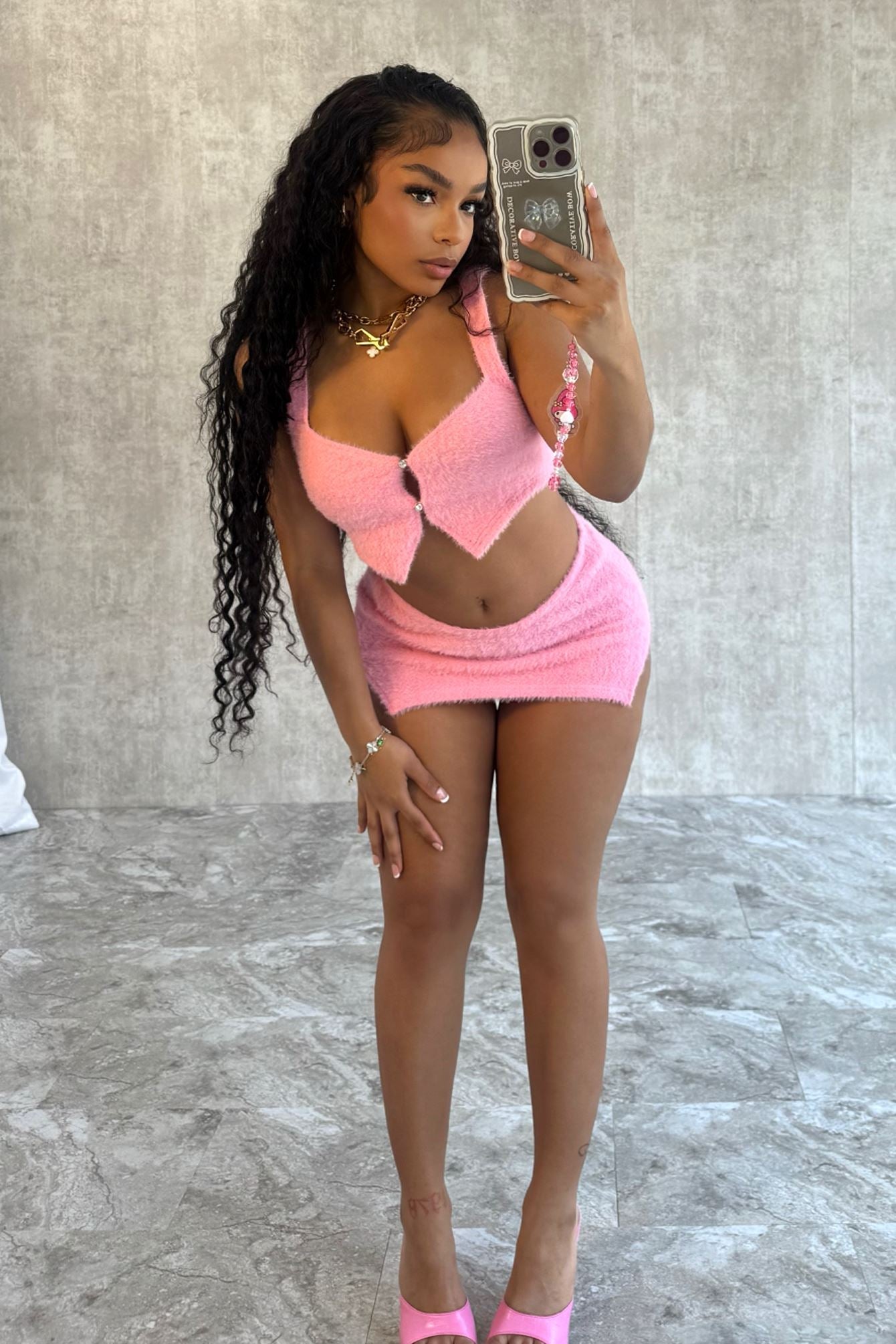 Fuzzy Feeling Tank Top & Skirt SET