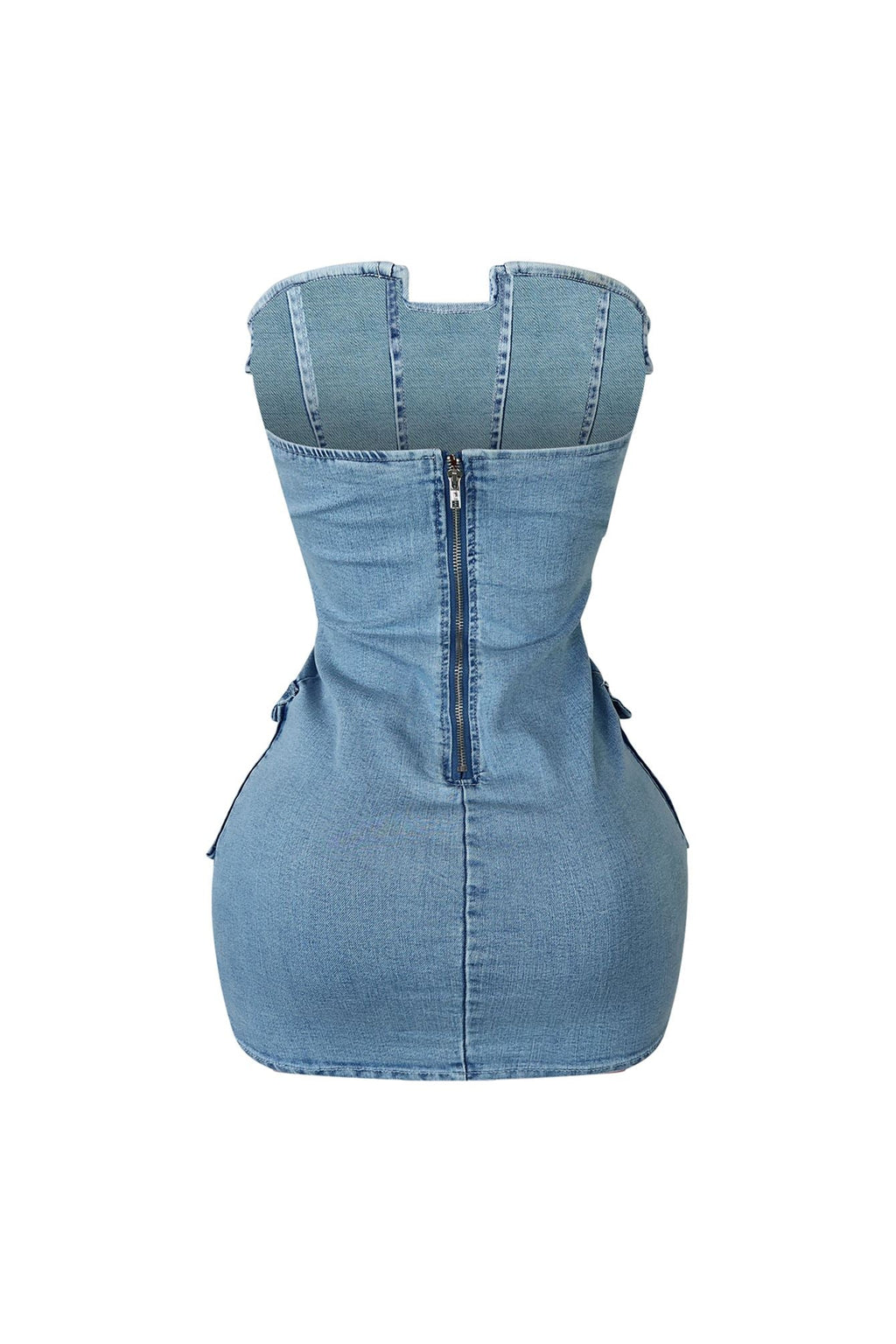 Sia Washed Denim Strapless Dress