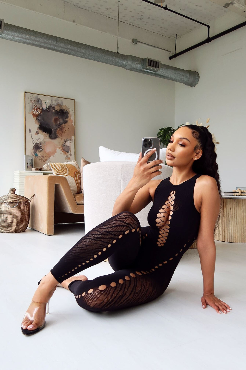 Valentina Hallow Out Sleeveless Jumpsuit