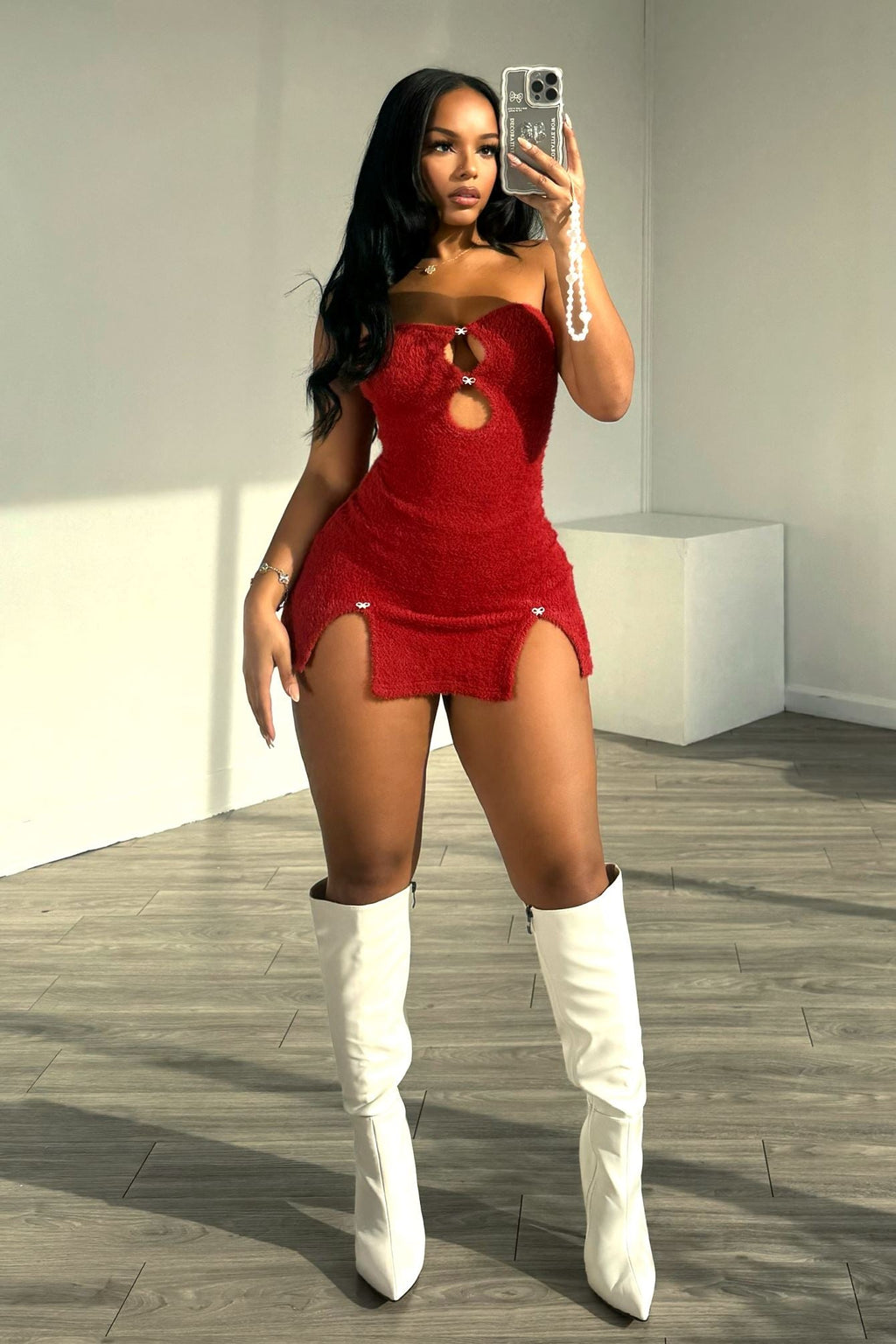 Must Love It Fuzzy Tube Mini Dress