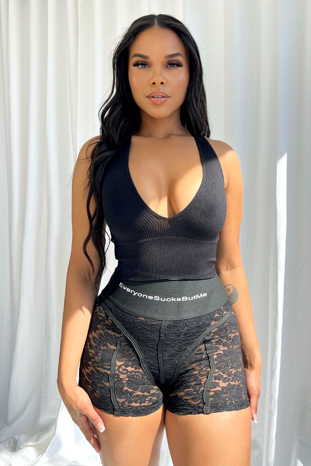 Ice Cream Basic Deep V Crop Top