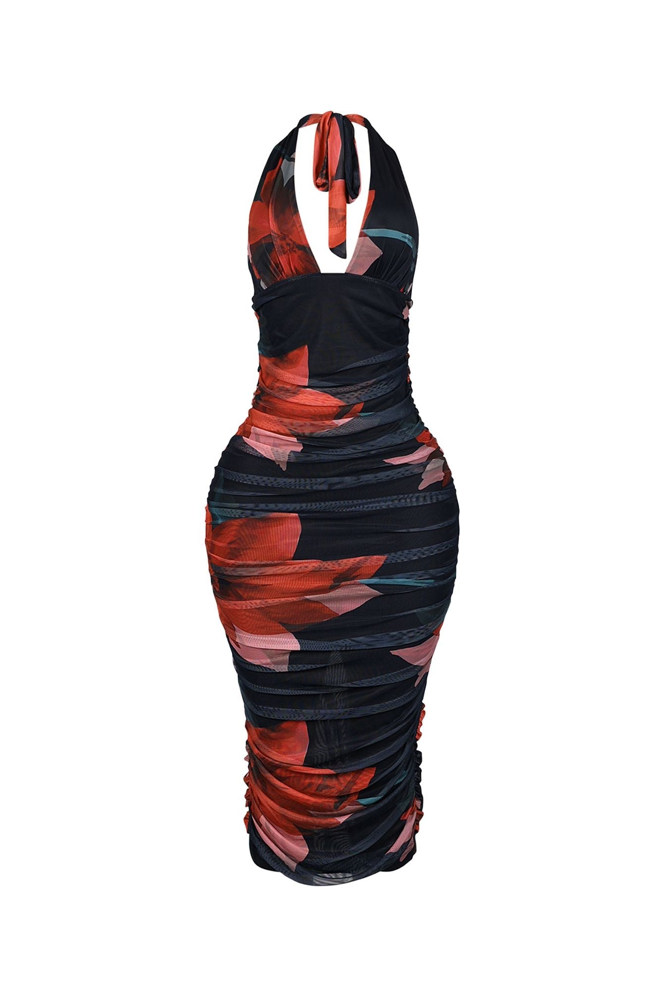 Bloomruche Mesh Print Halter Dress