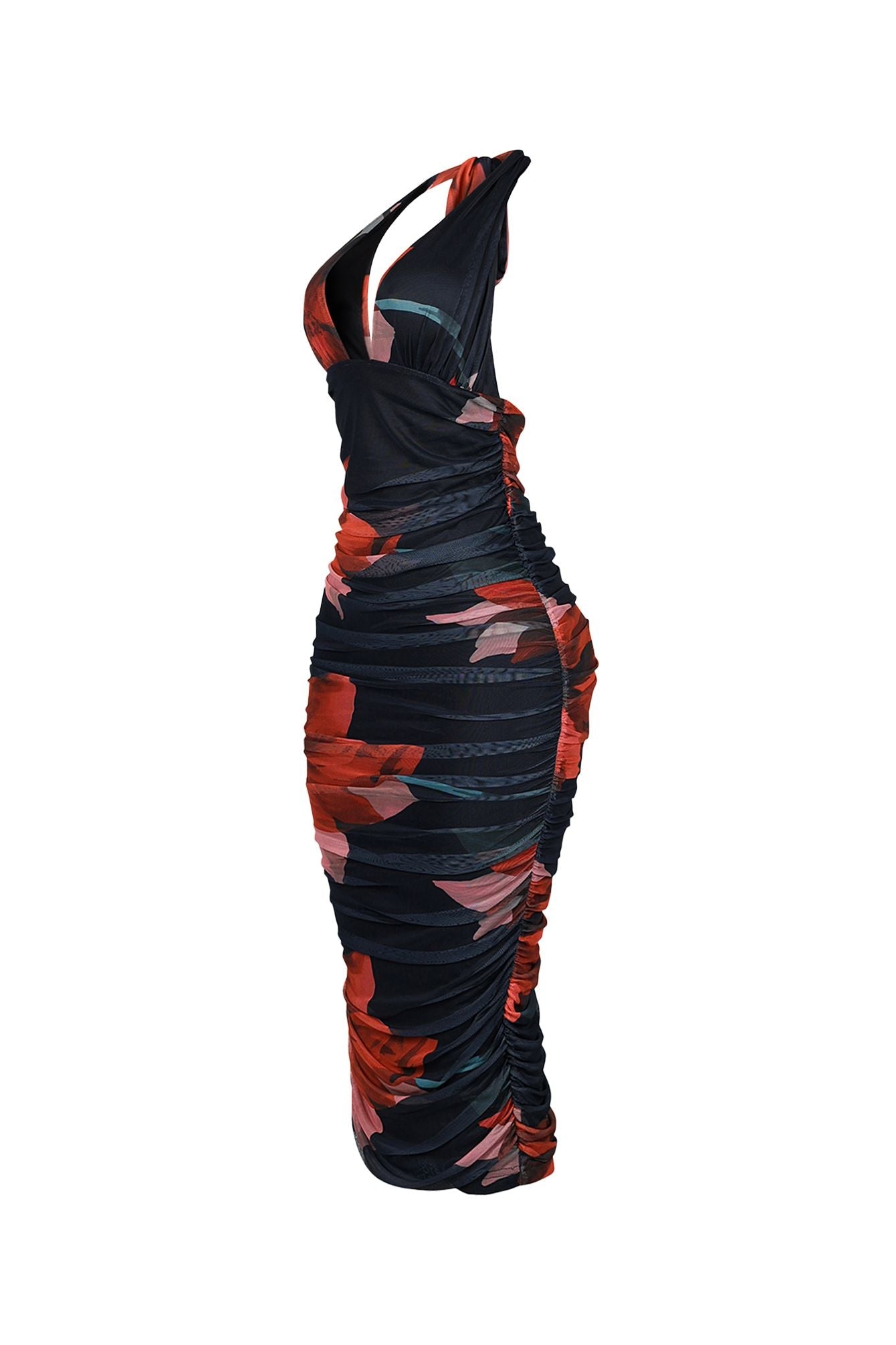 Bloomruche Mesh Print Halter Dress