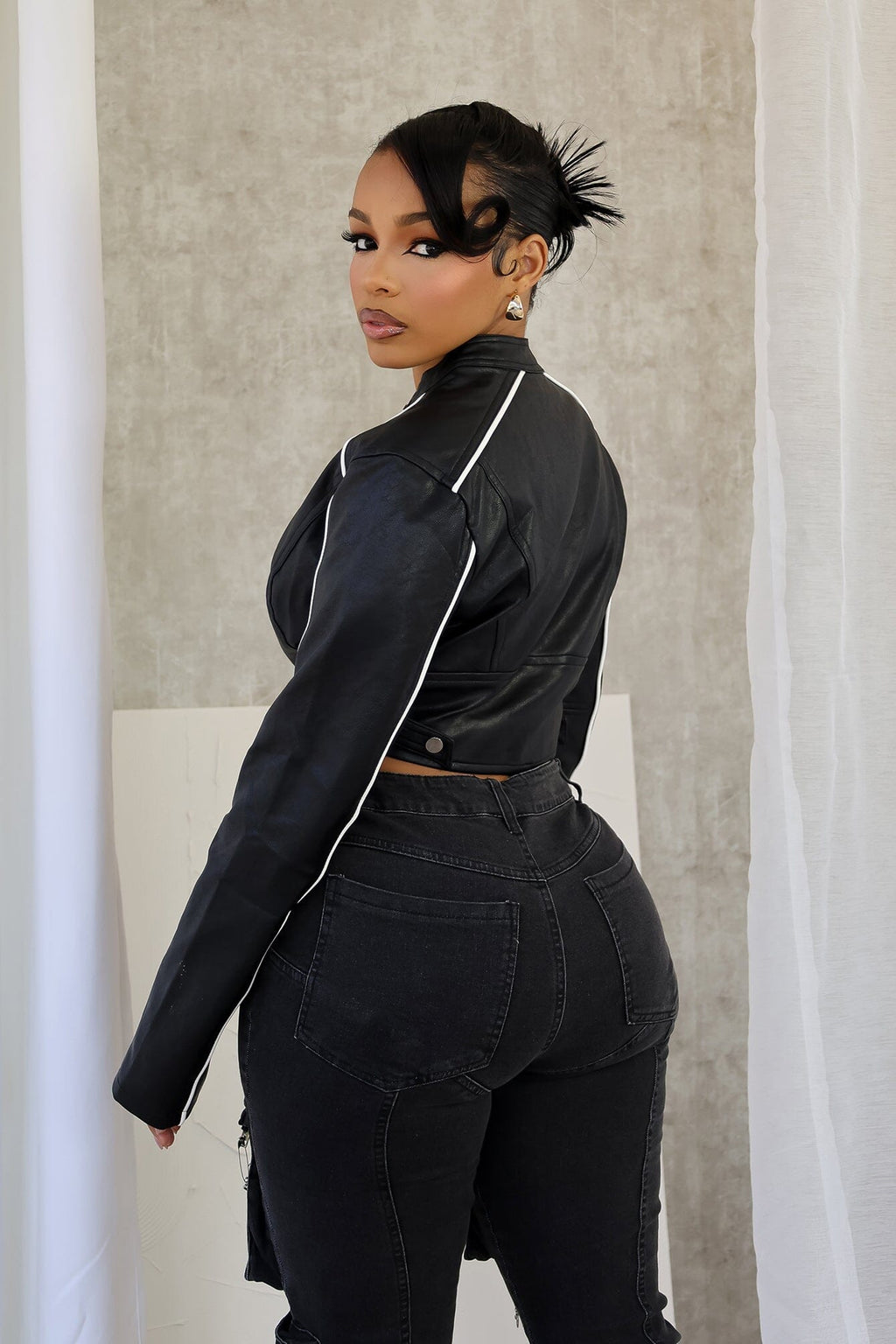 Fall For You PU Crop Jacket