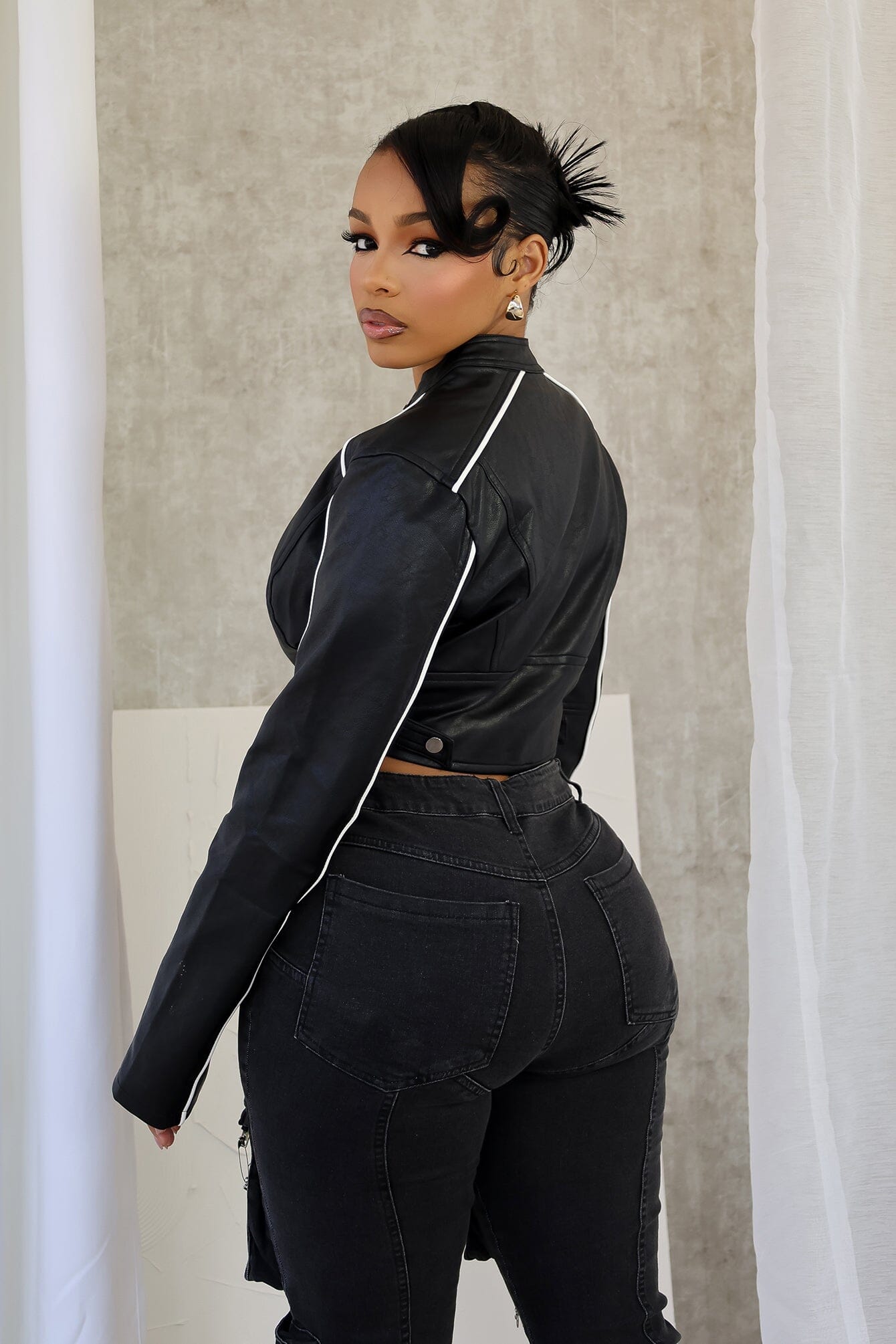 Fall For You PU Crop Jacket