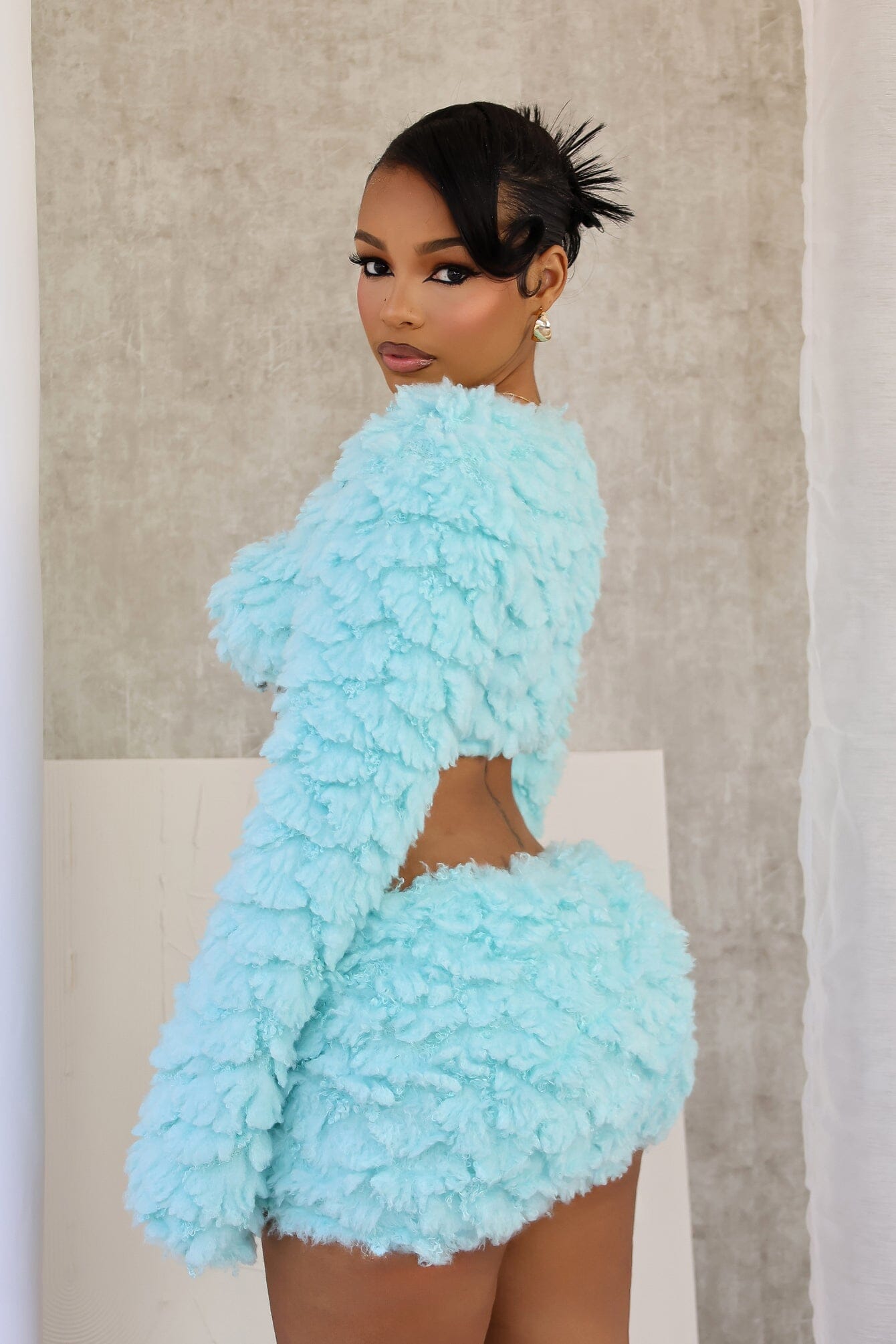 Anabella Faux Fur Cardigan & Skirt SET