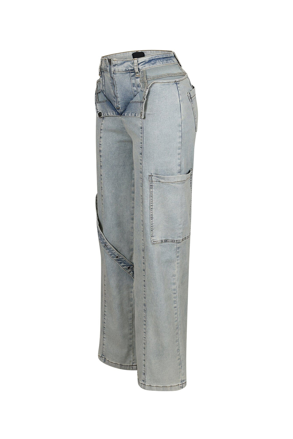 Crush High Waist Zipper Cutout Jeans