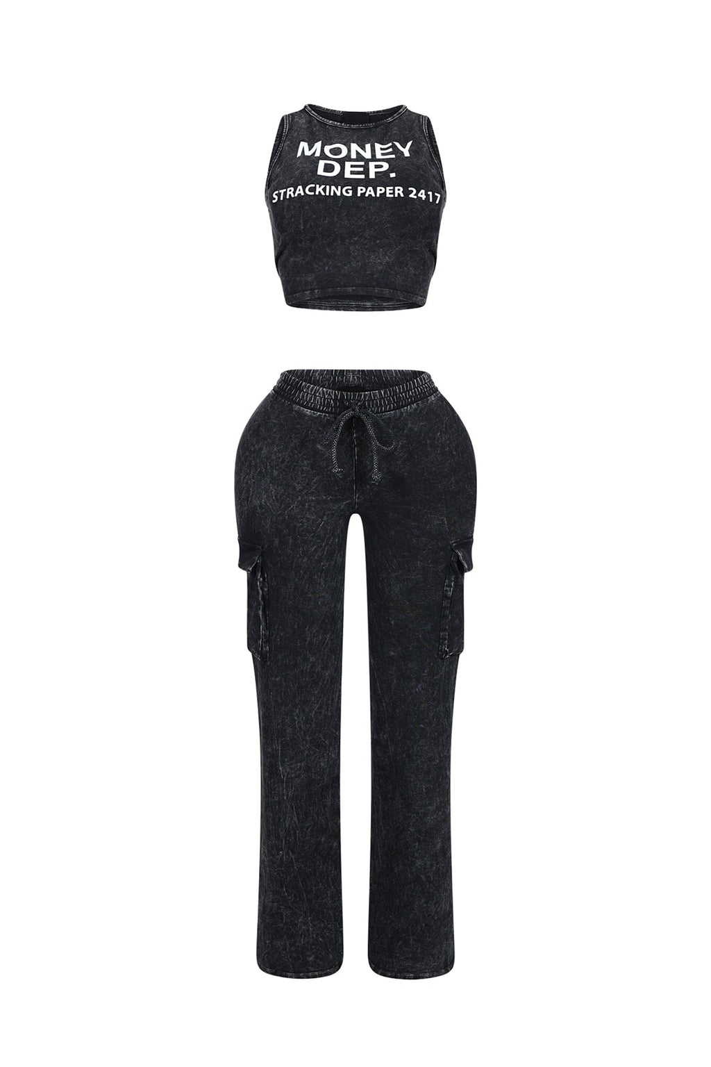 Money Dep Mineral Washed Top & Pants SET