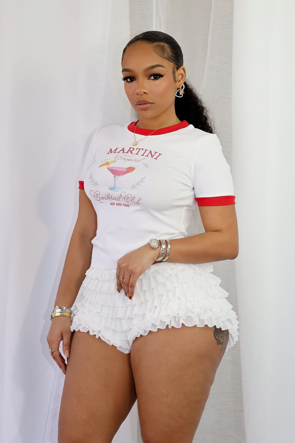 Martini Graphic Cropped Top