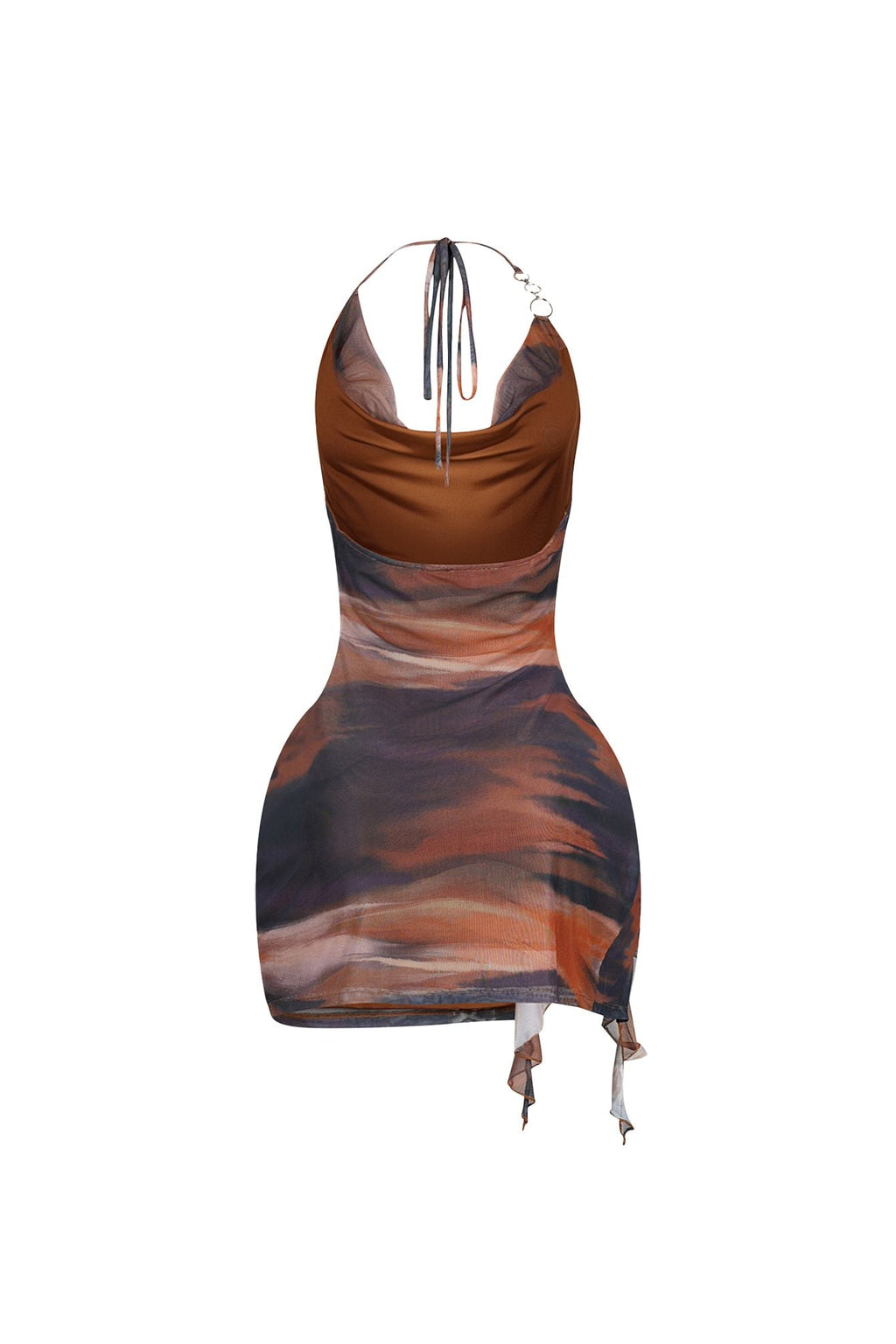 Choco Mesh Print Halter Mini Dress